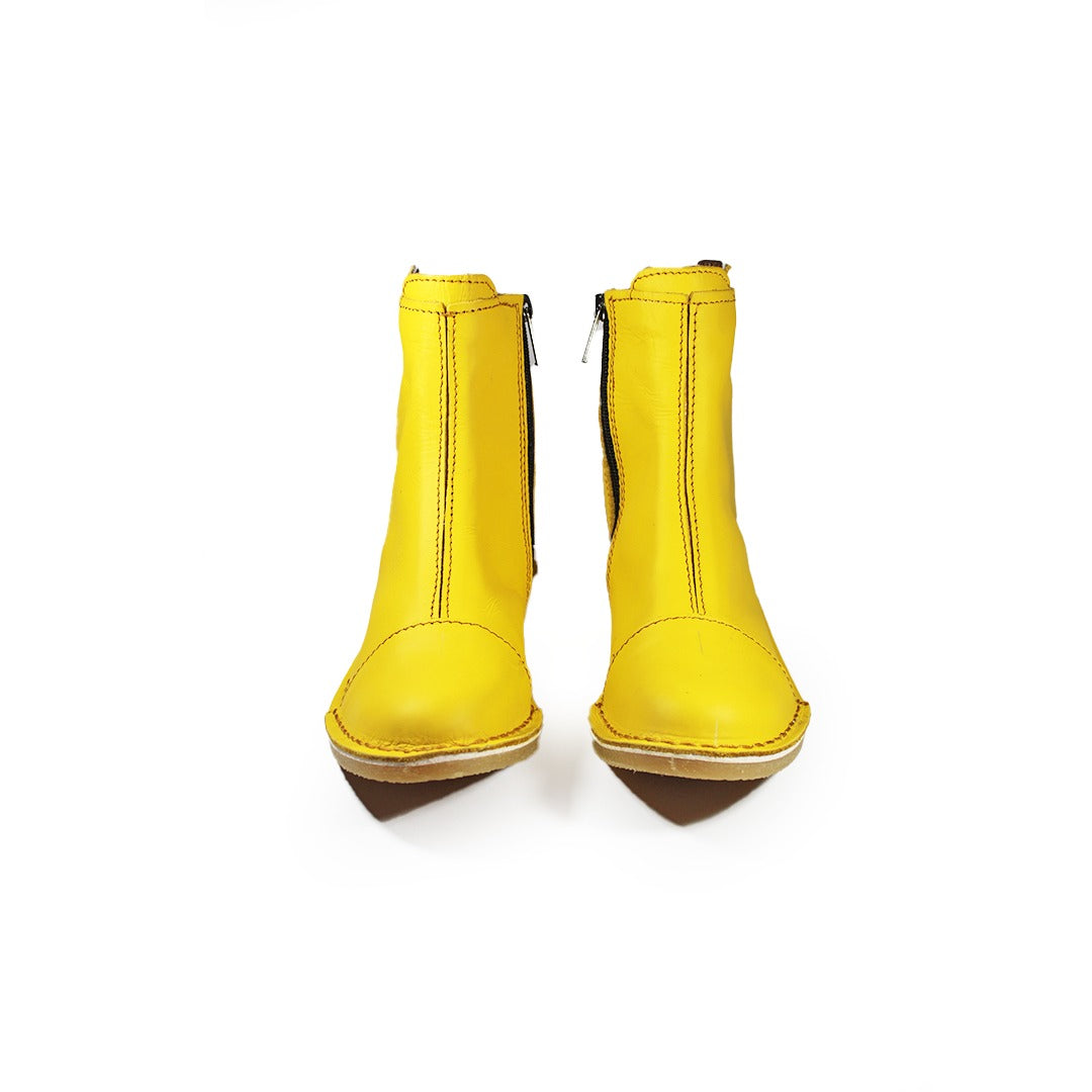 Zipp Ankle Booties - Yellow