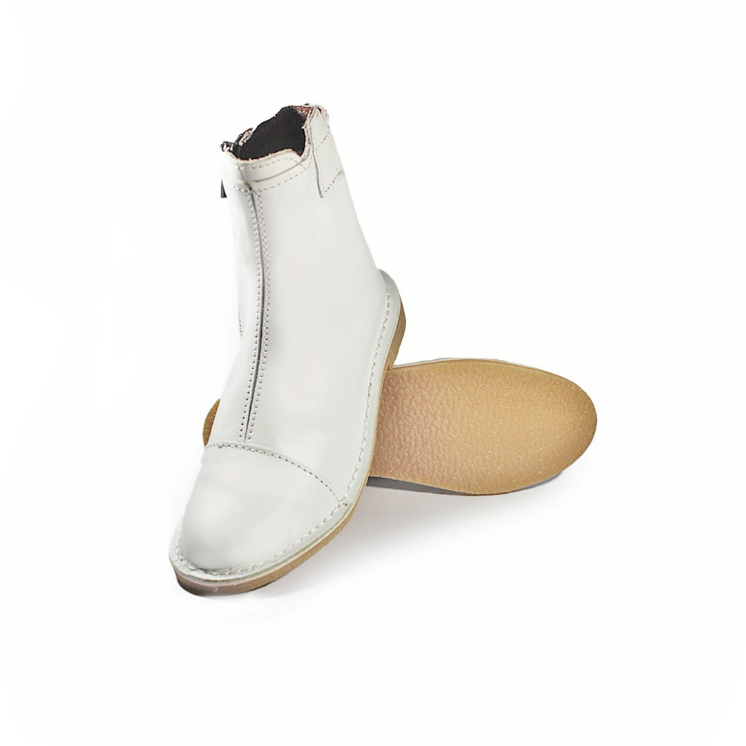 Zipp Ankle Booties - White