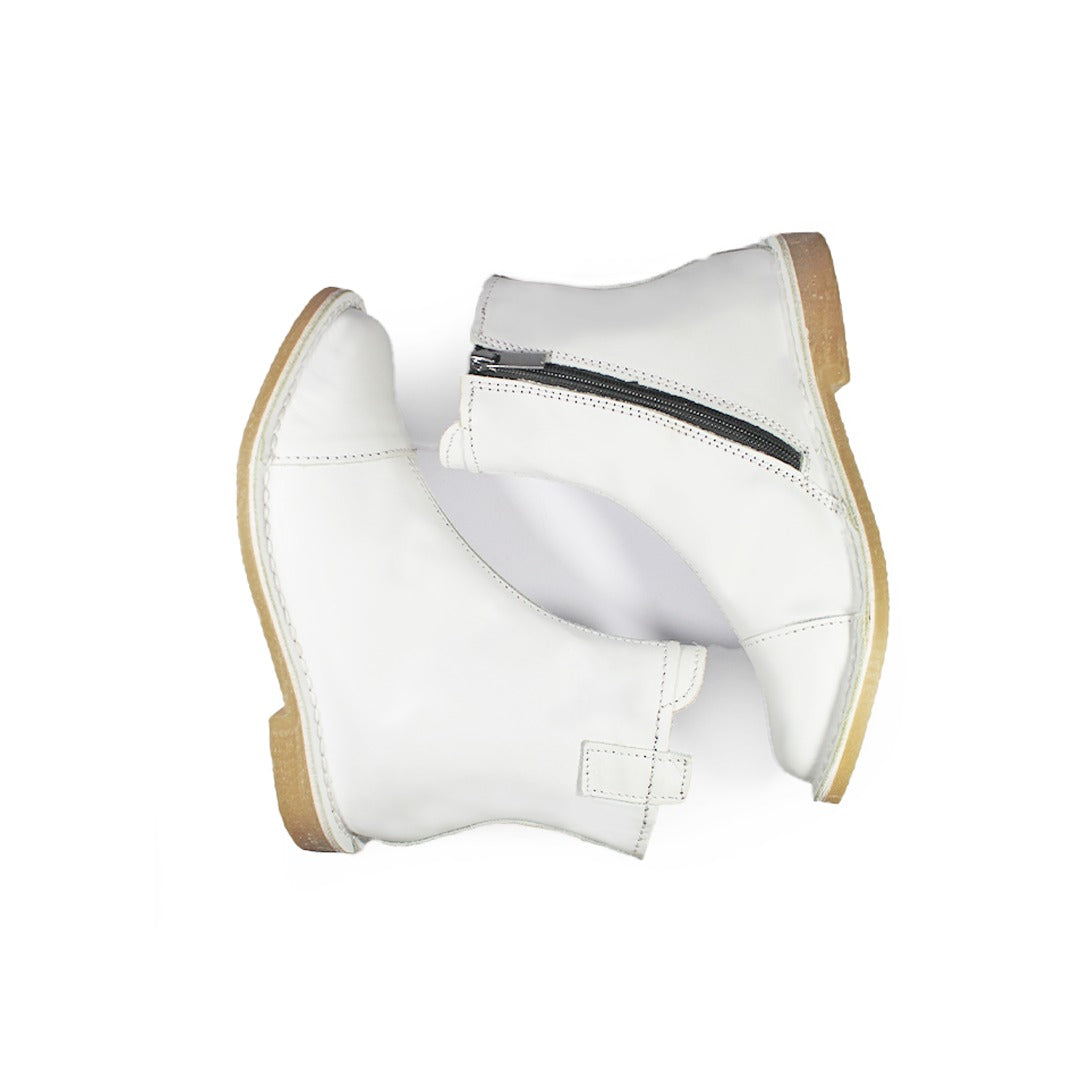 Zipp Ankle Booties - White