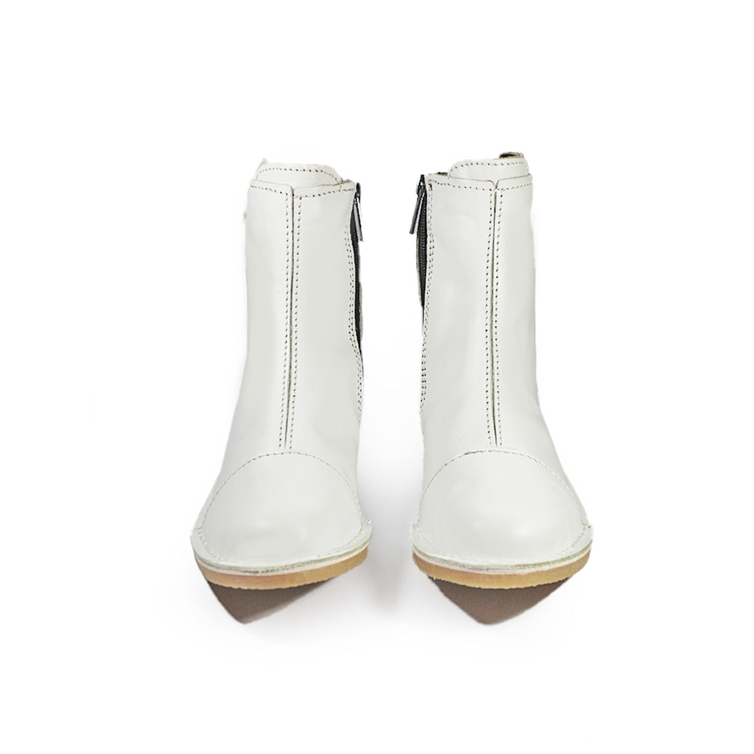 Zipp Ankle Booties - White