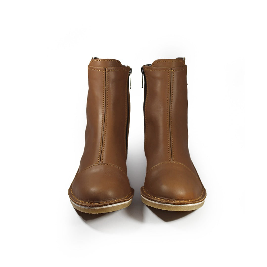 Zipp Ankle Booties - Dark Brown