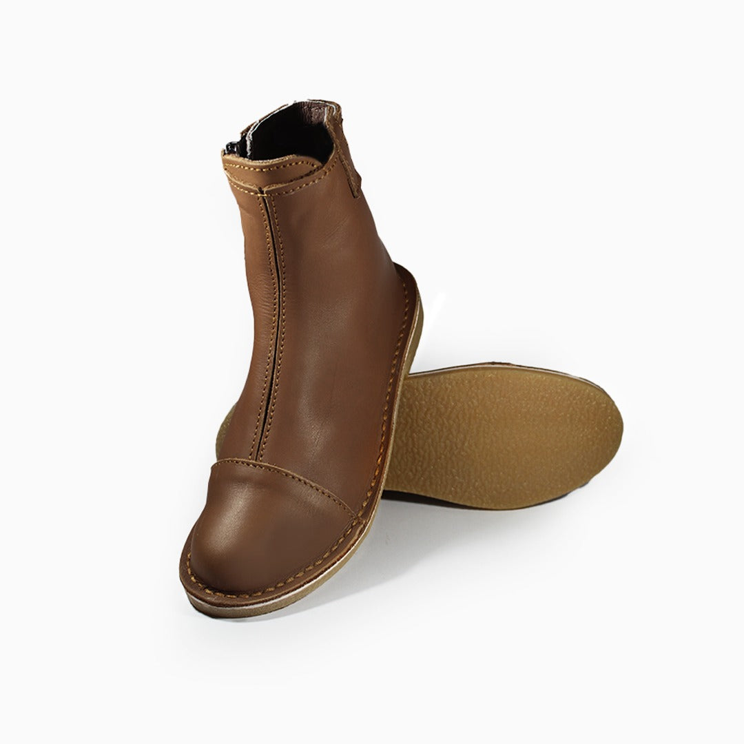 Zipp Ankle Booties - Dark Brown