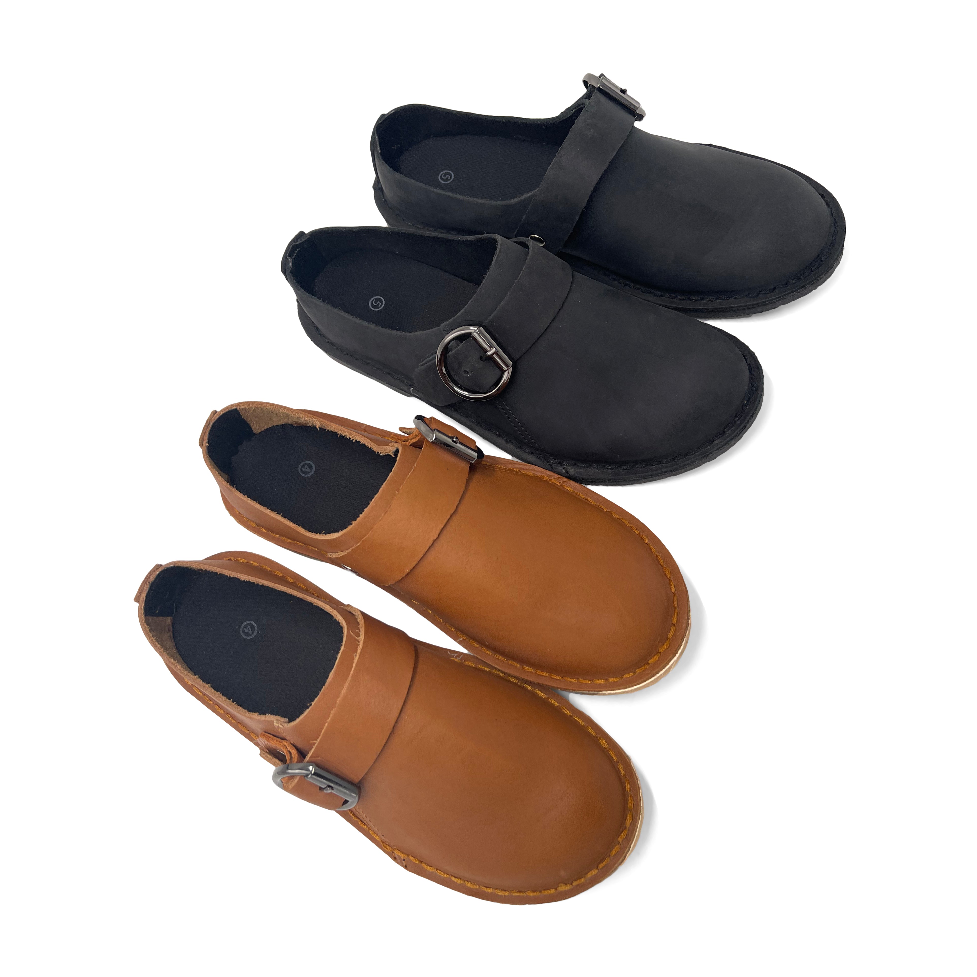 Ladies Leather Buckle Clog