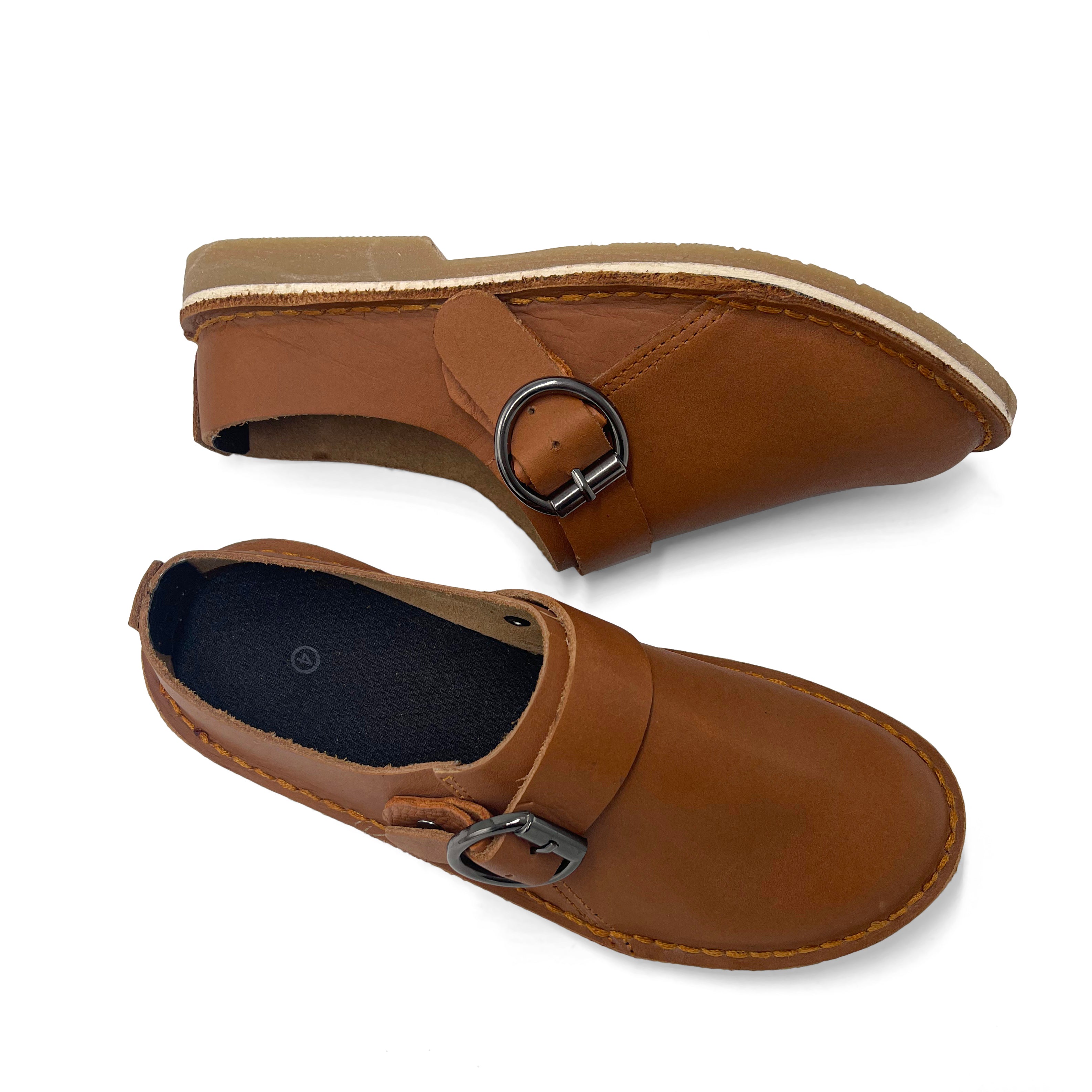 Ladies Leather Buckle Clog