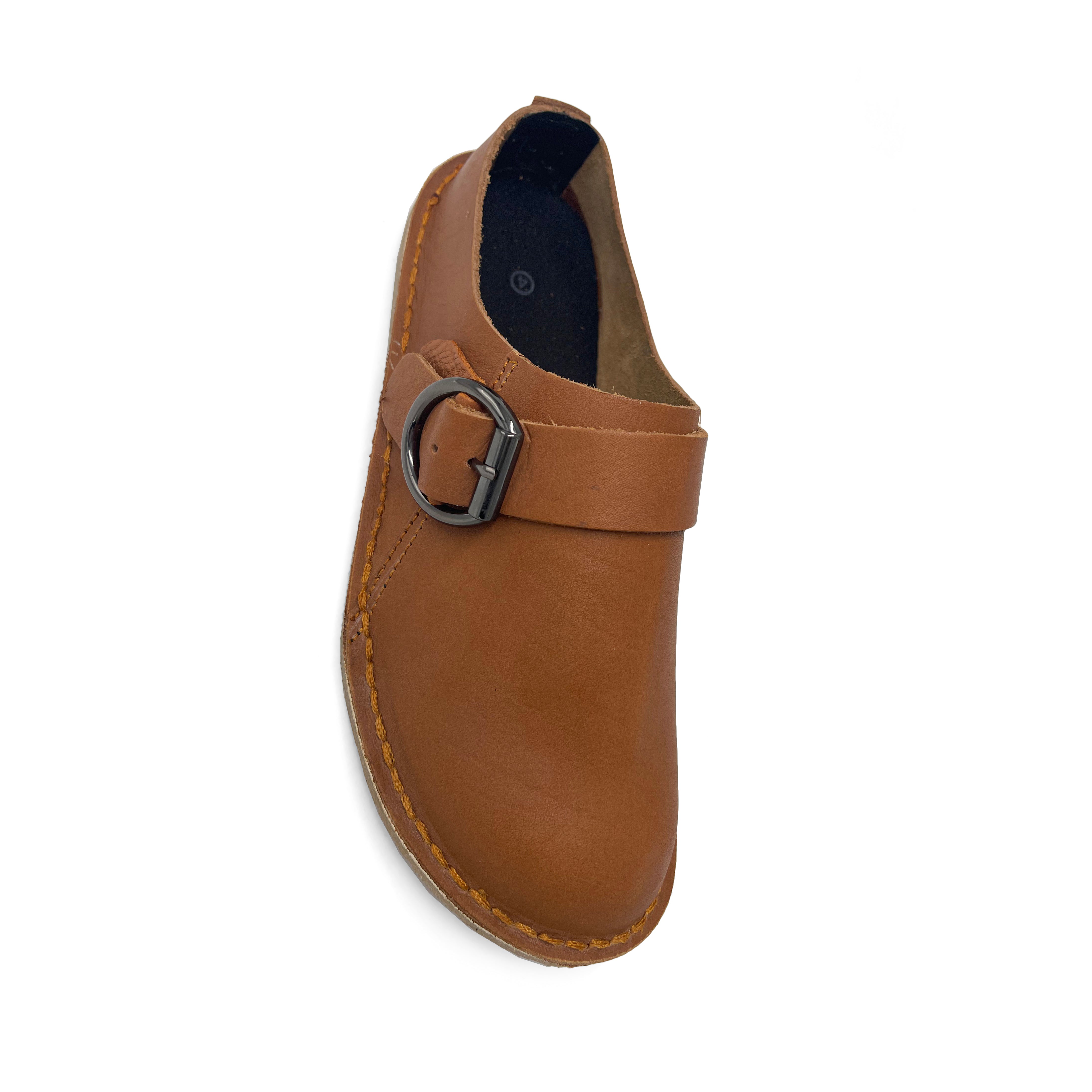 Ladies Leather Buckle Clog