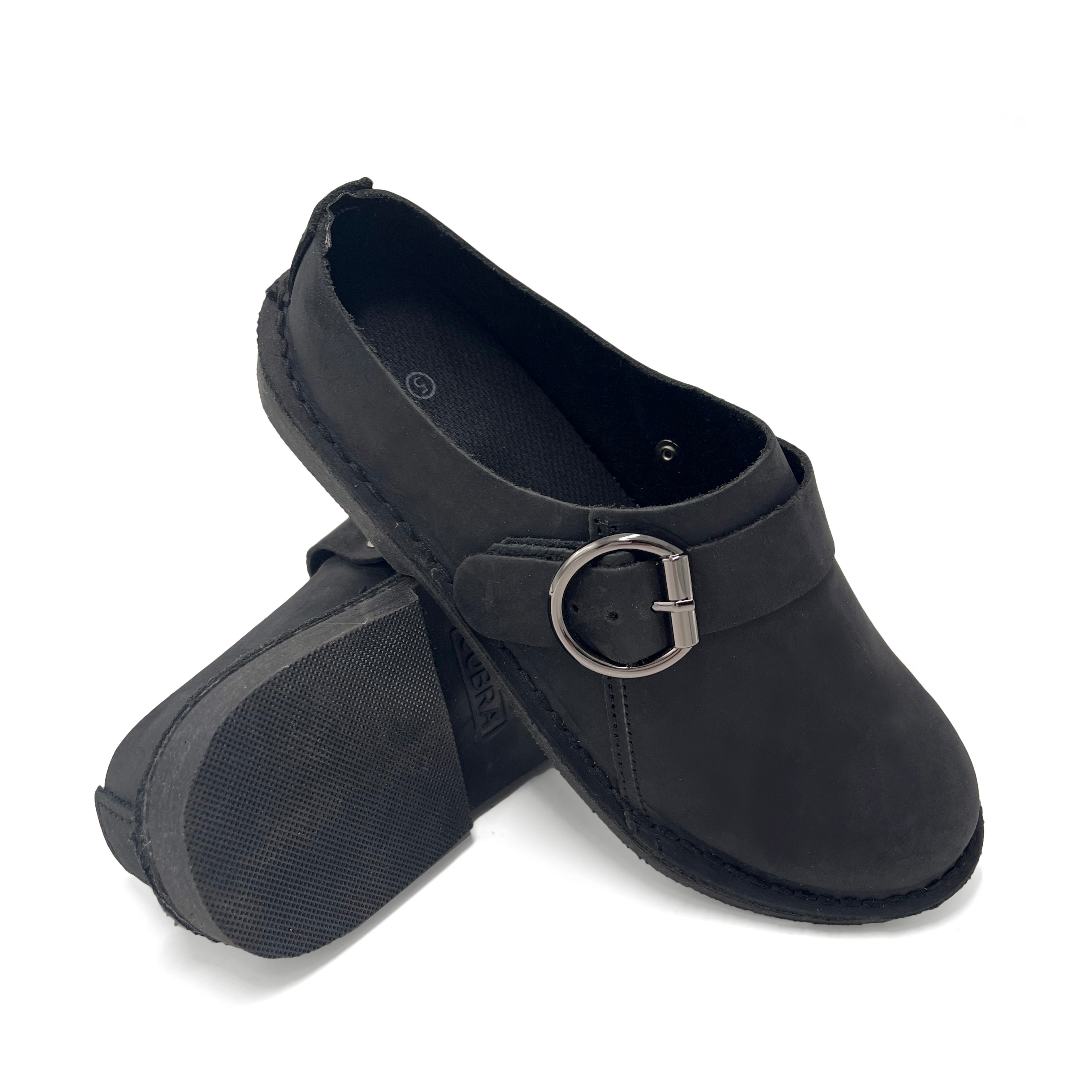 Ladies Leather Buckle Clog