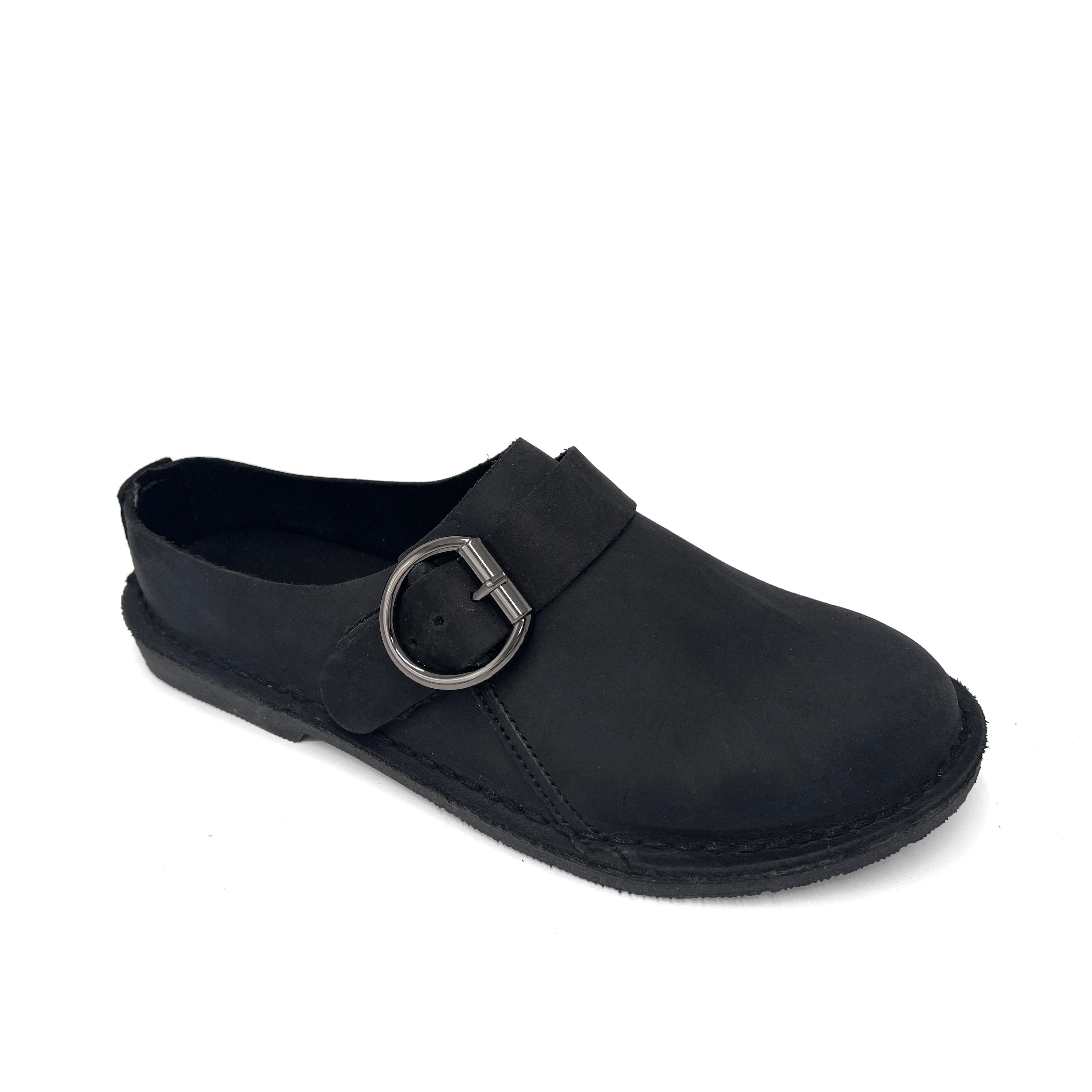 Ladies Leather Buckle Clog