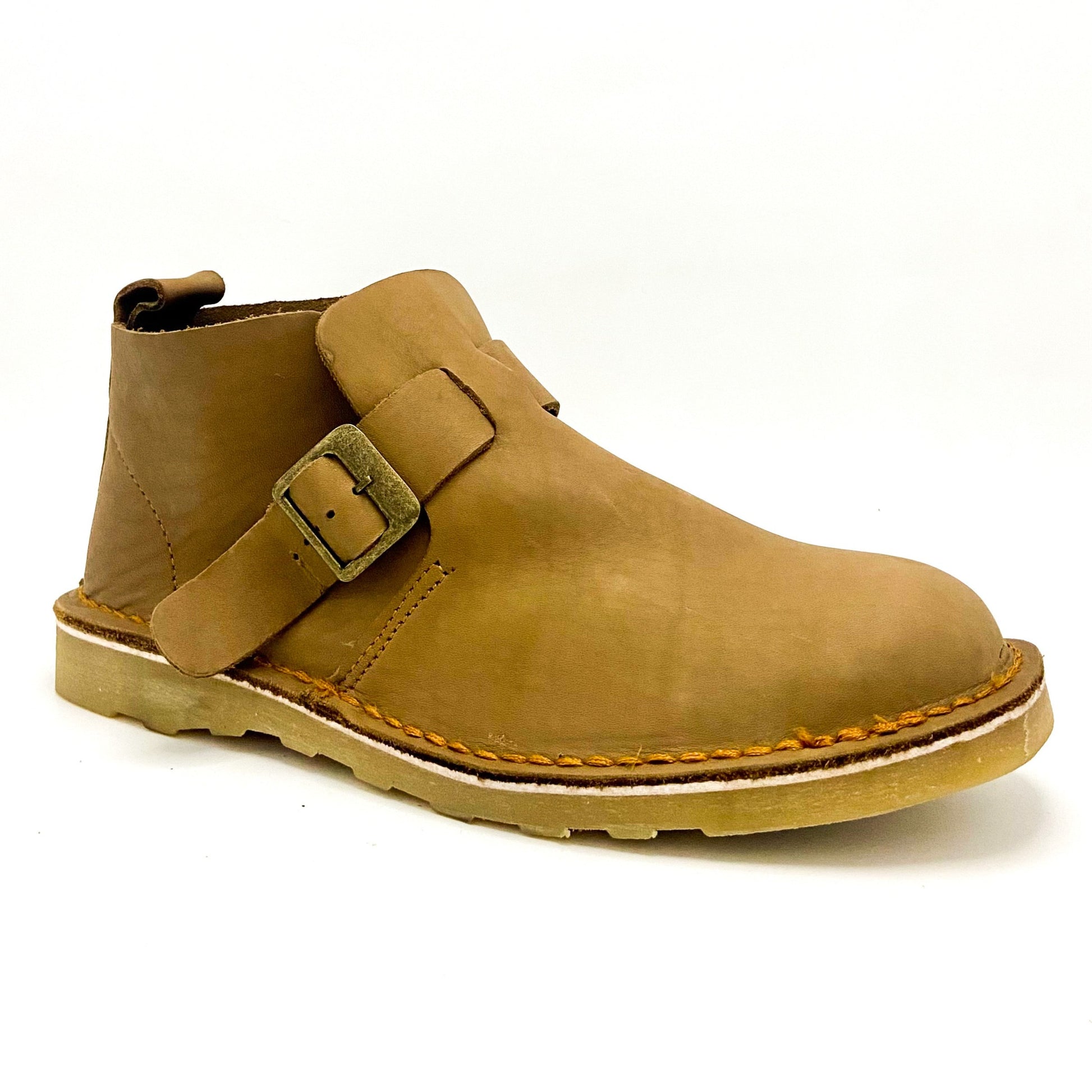 Mens crossover buckle boots - tan