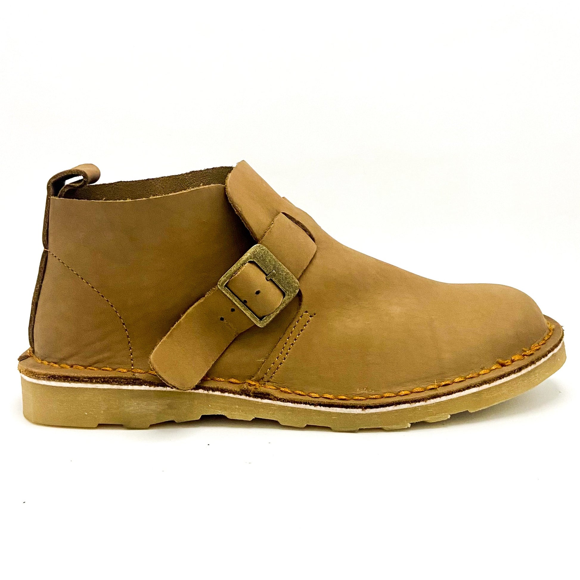 Mens crossover buckle boots -tan