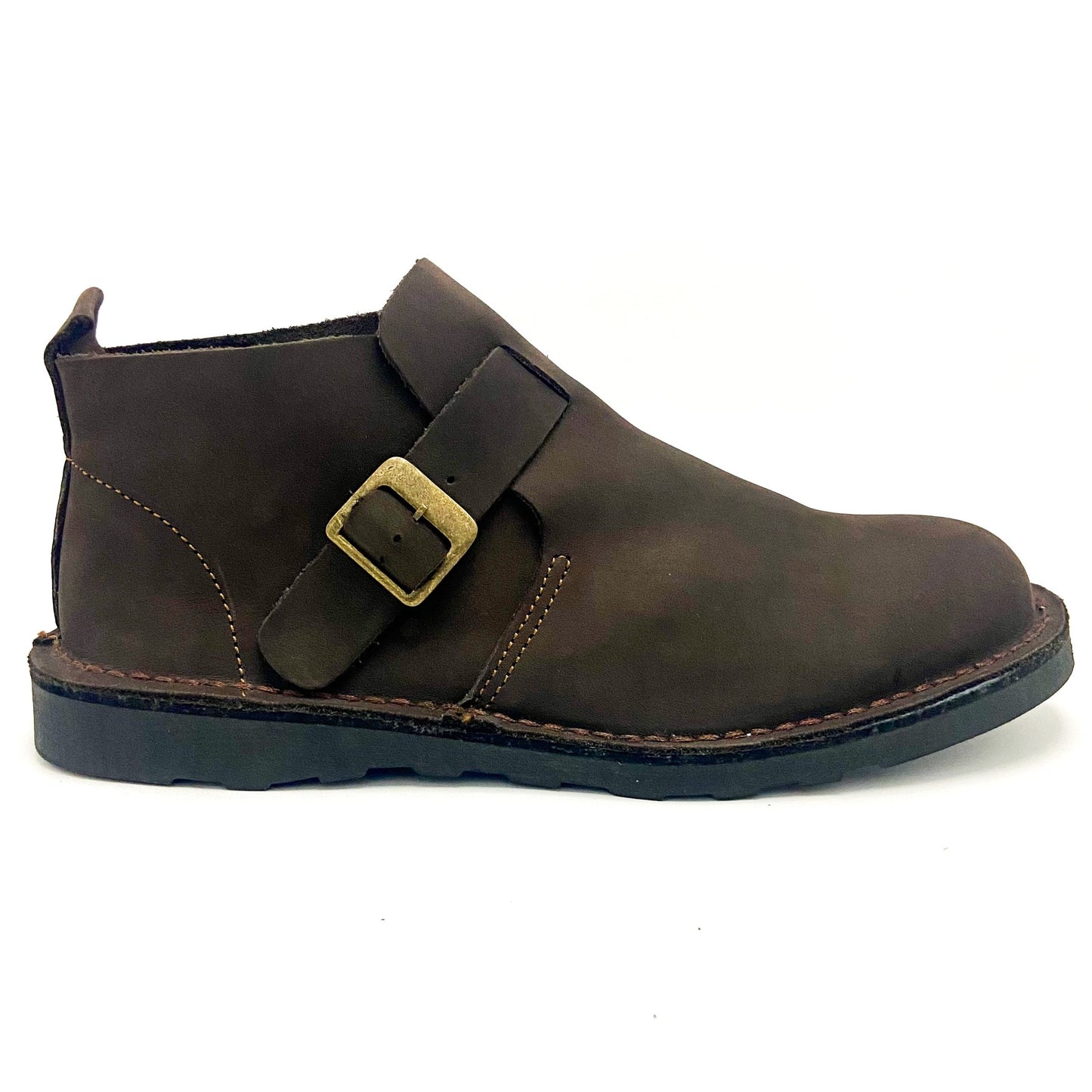 Mens crossover buckle boots -dark brown