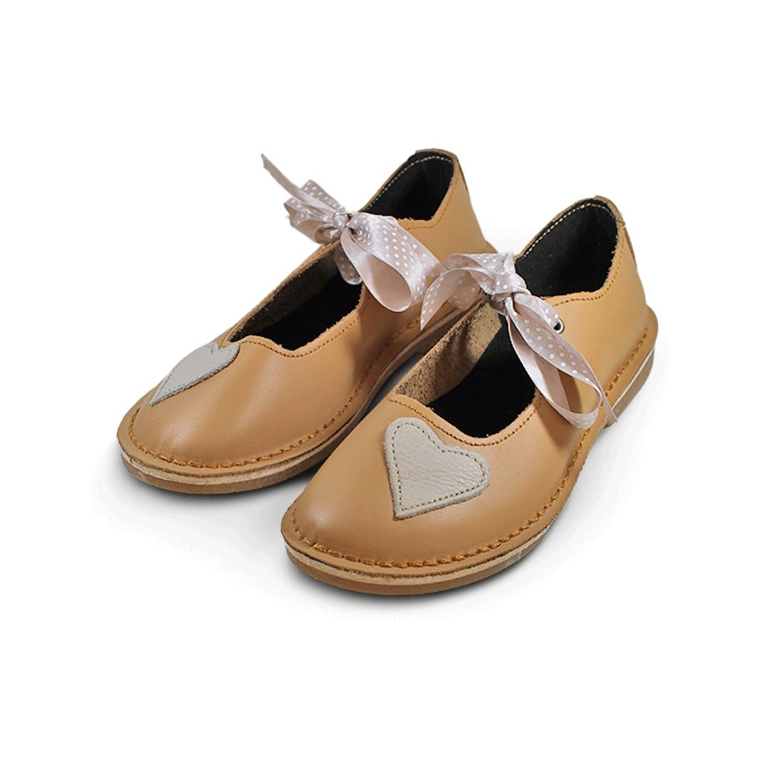 Heart Charm Vellies - Tan