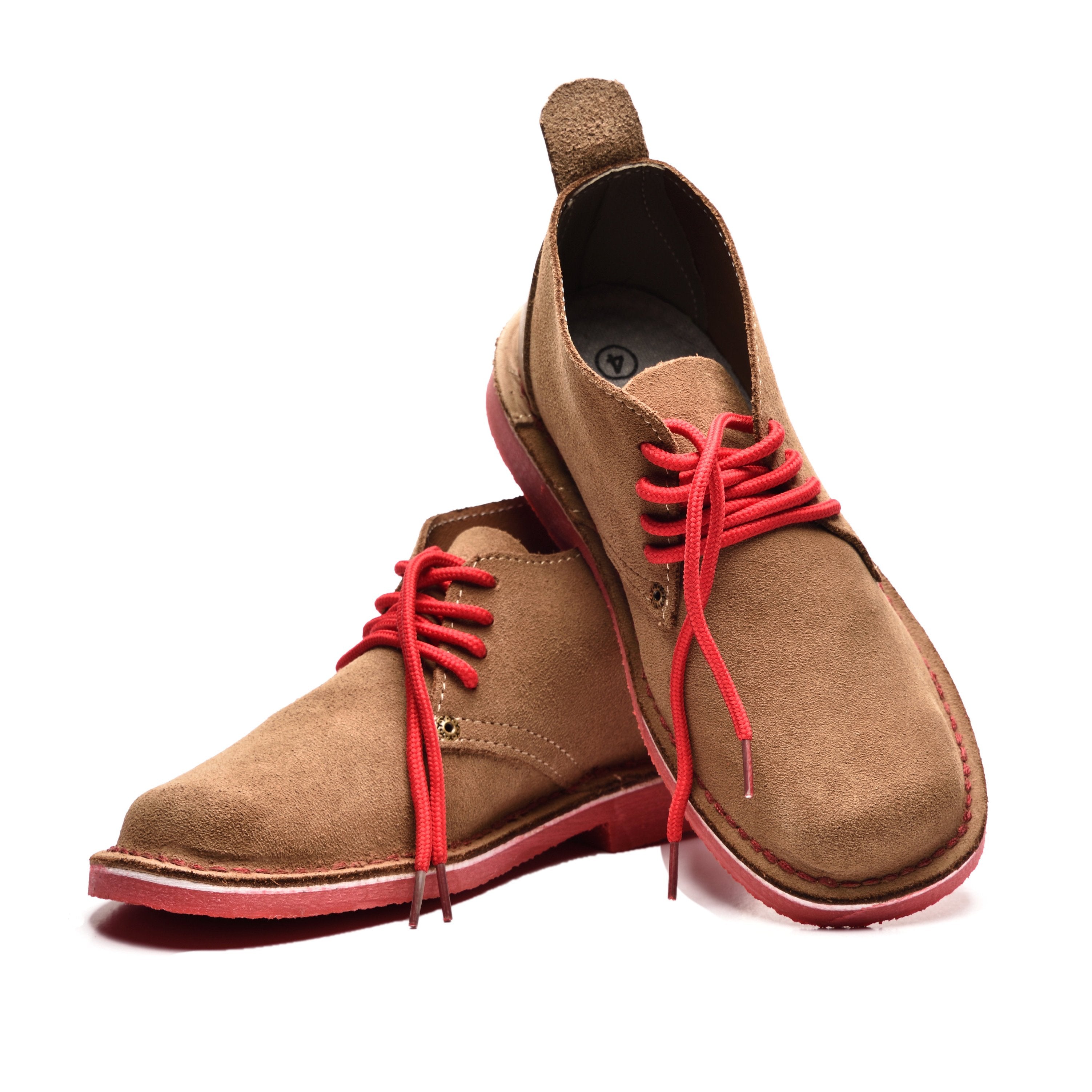Colourful Ladies Vellies - Khaki / Red Sole