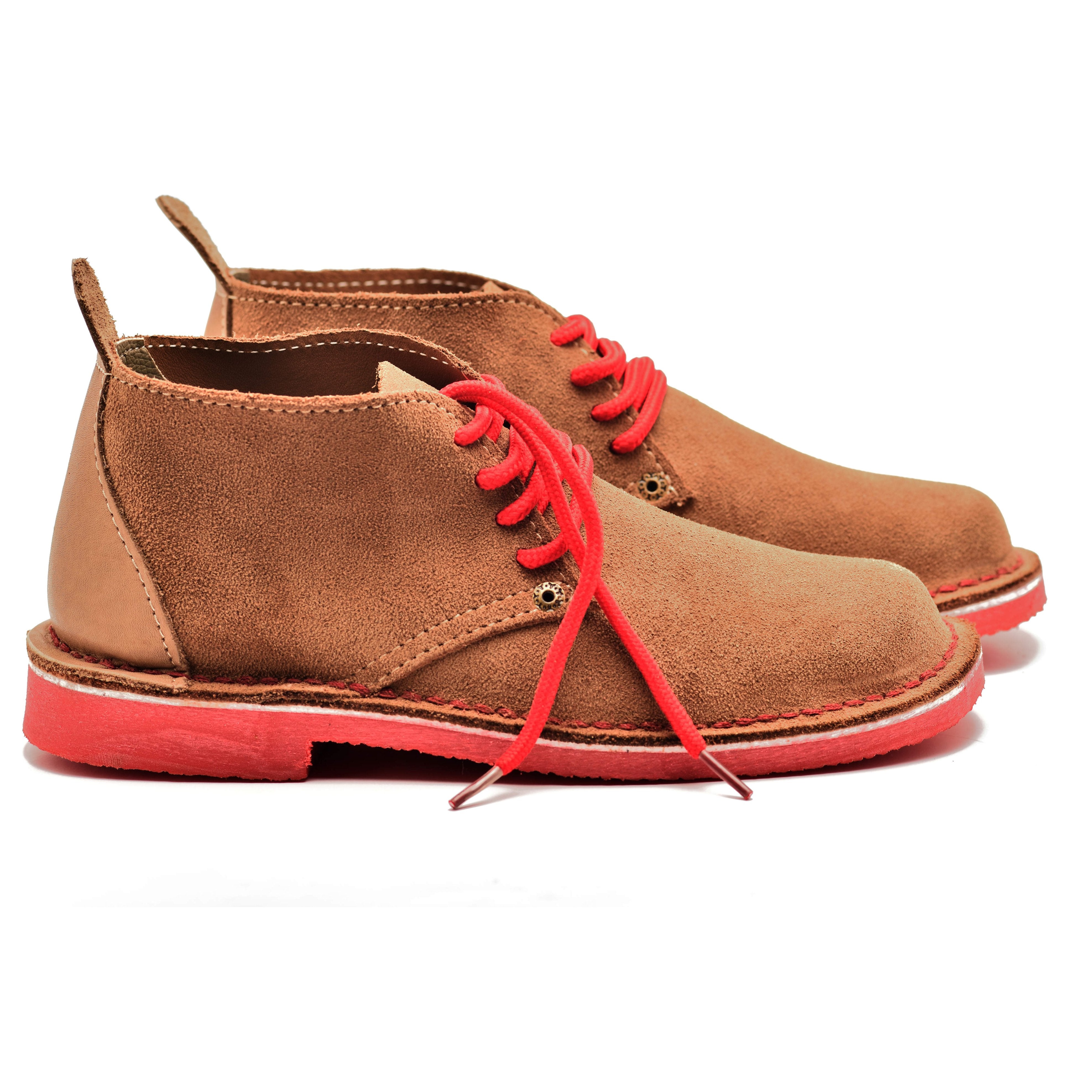 Colourful Ladies Vellies - Khaki / Red Sole