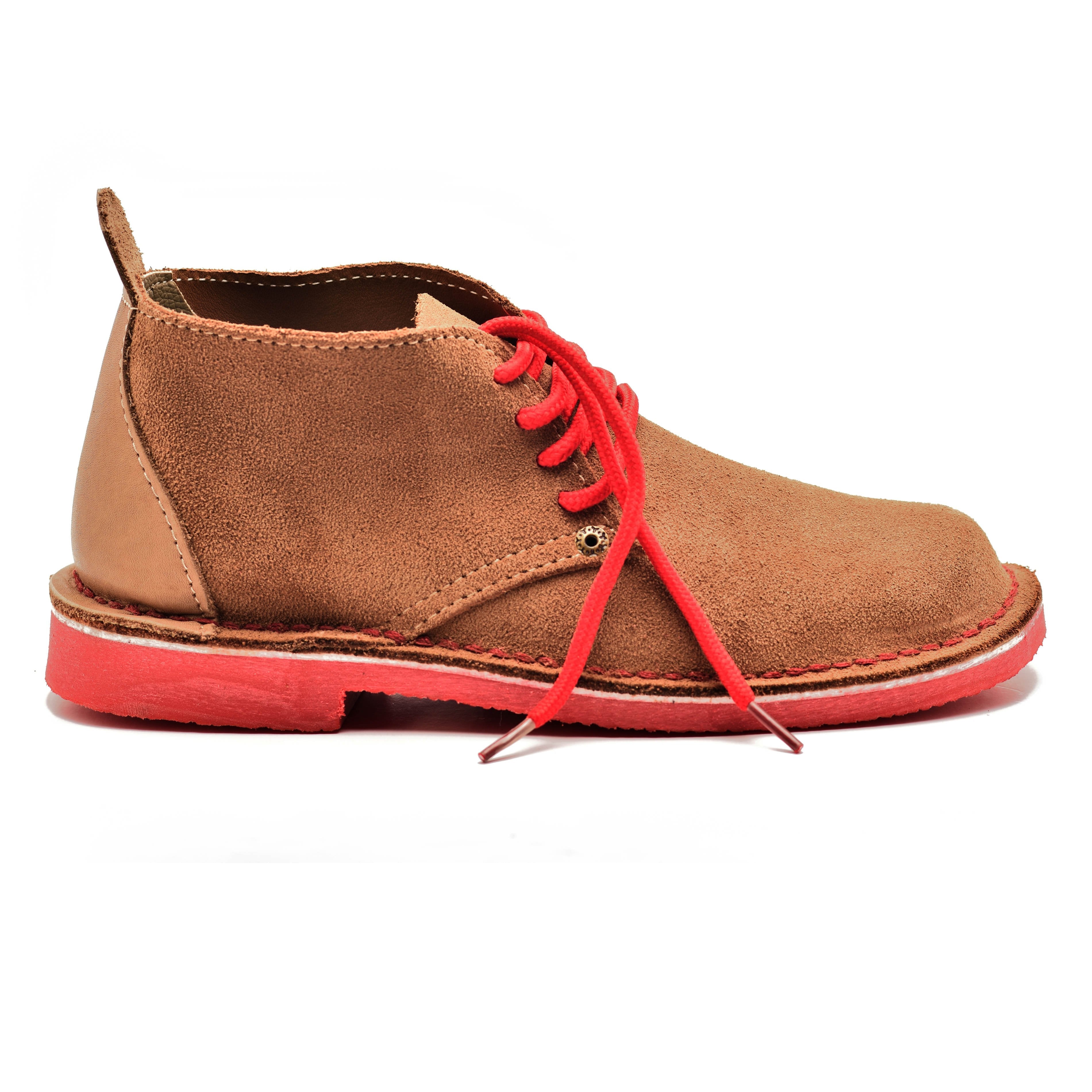 Colourful Ladies Vellies - Khaki / Red Sole