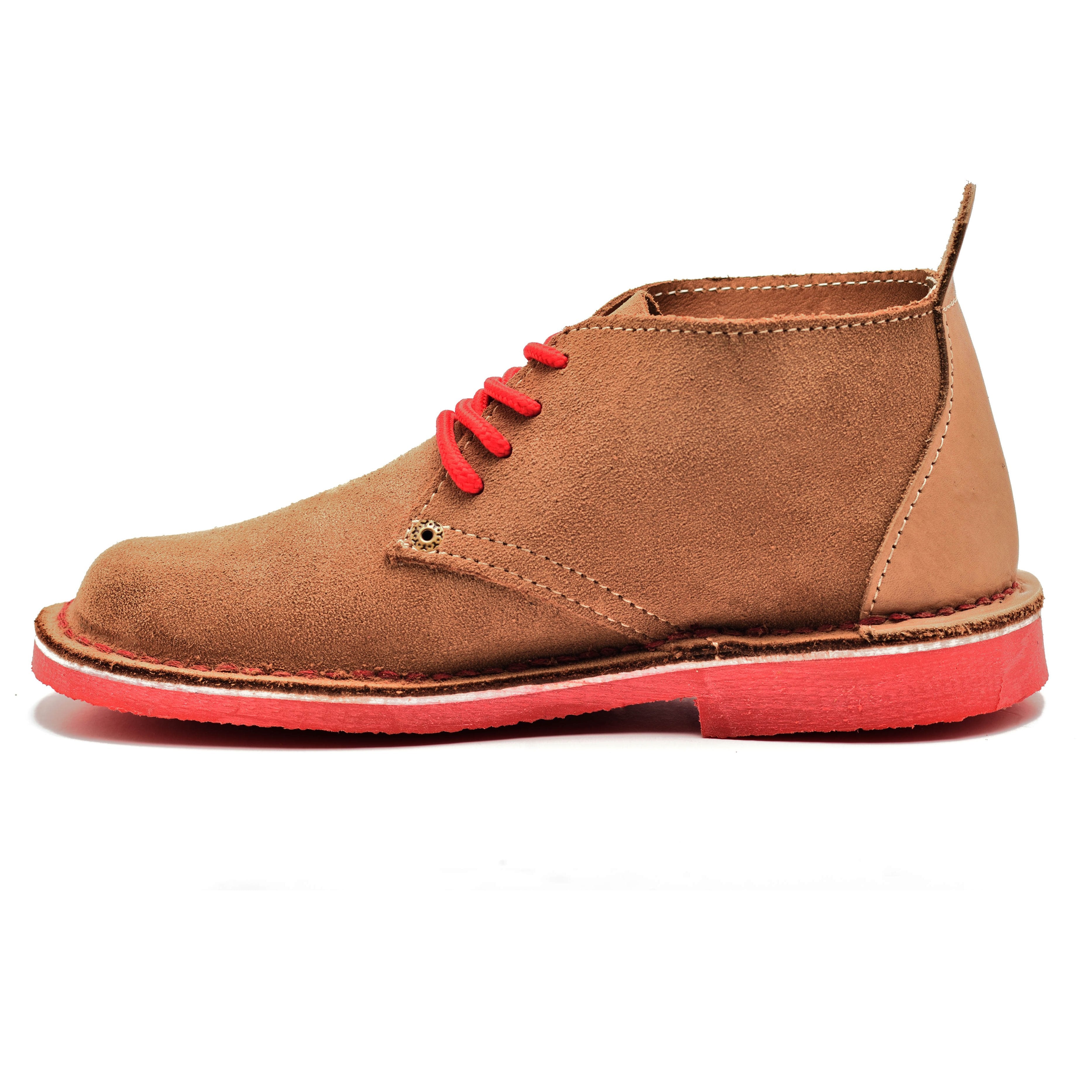 Colourful Ladies Vellies - Khaki / Red Sole