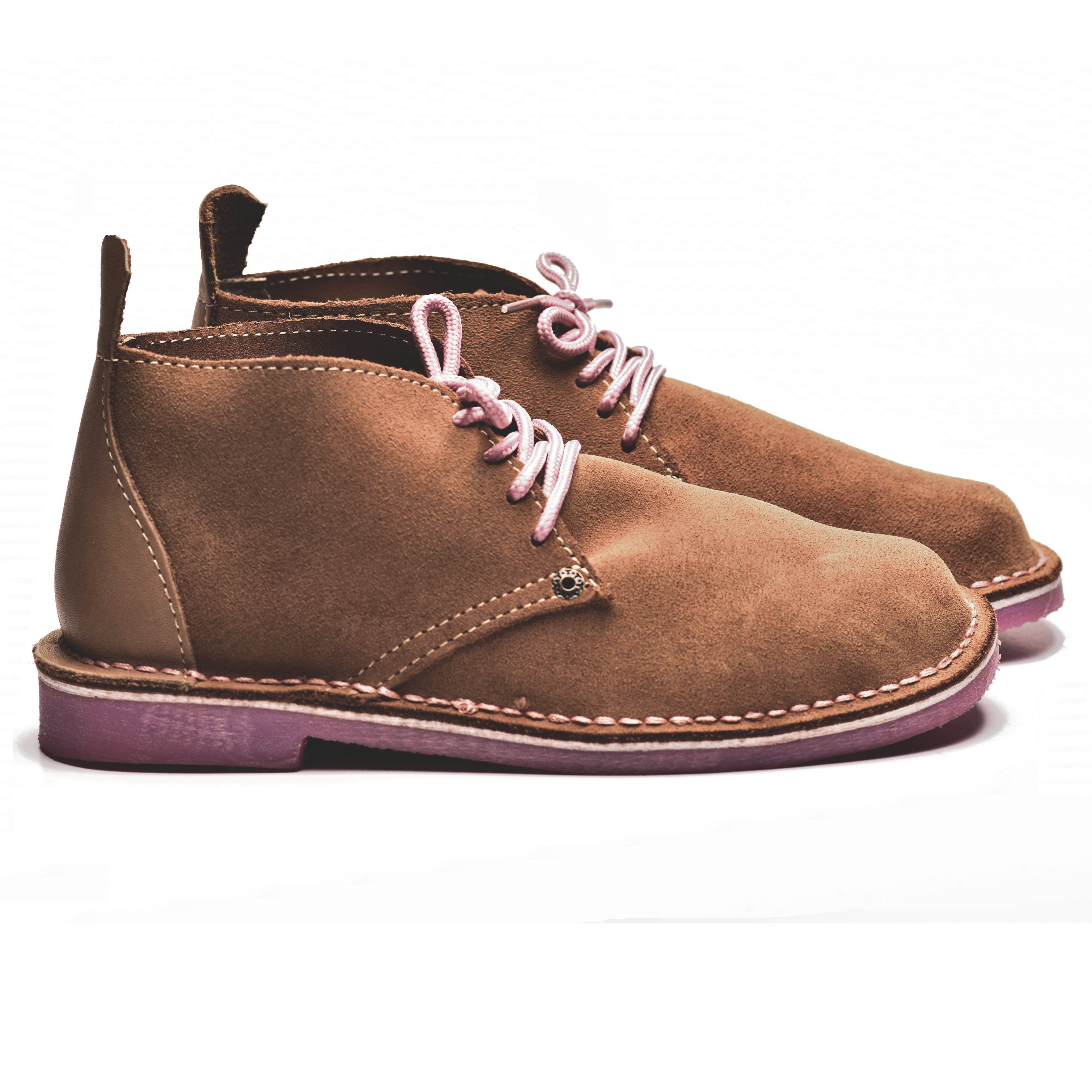 Colourful Ladies Vellies - Khaki / Purple Sole