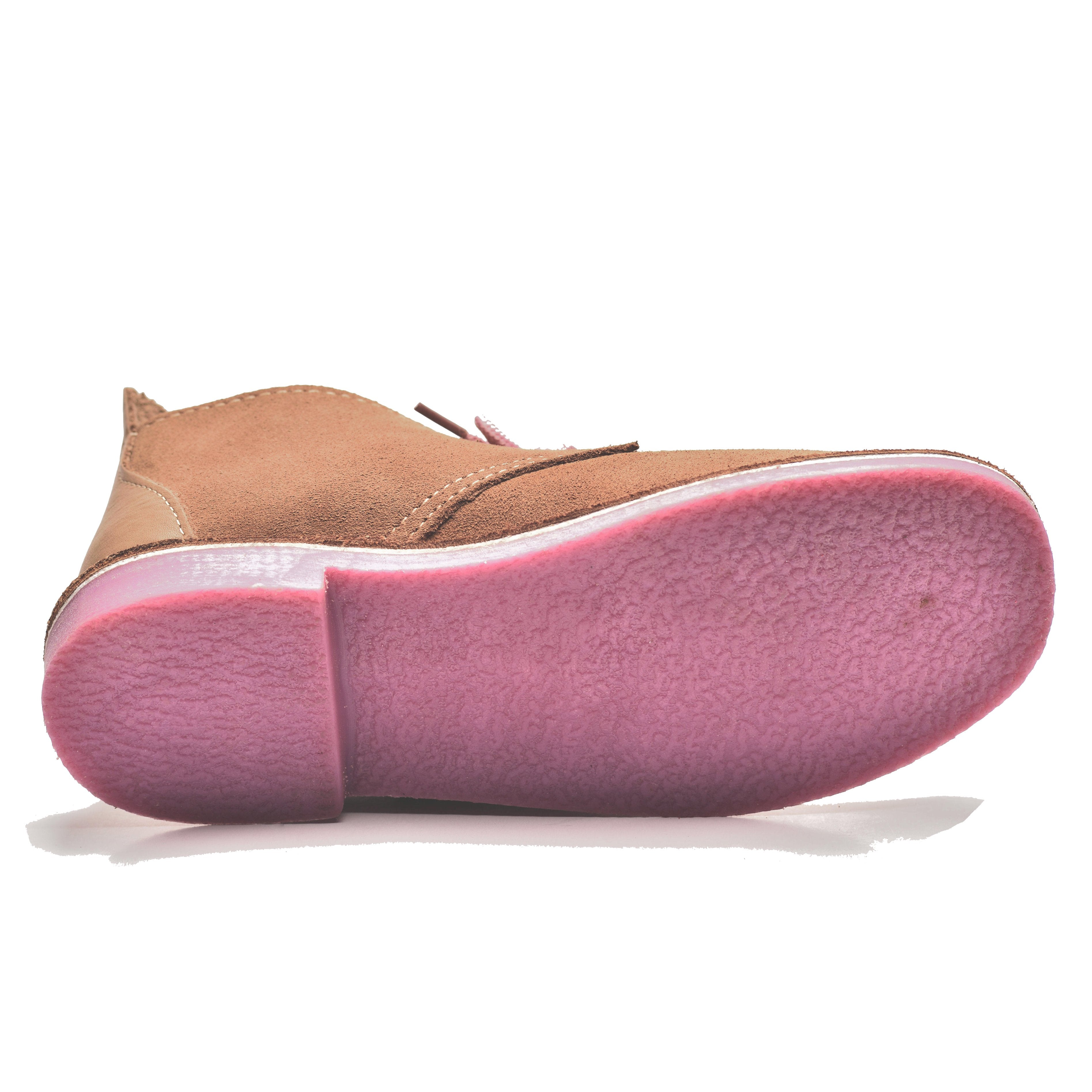 Colourful Ladies Vellies - Khaki / Purple Sole