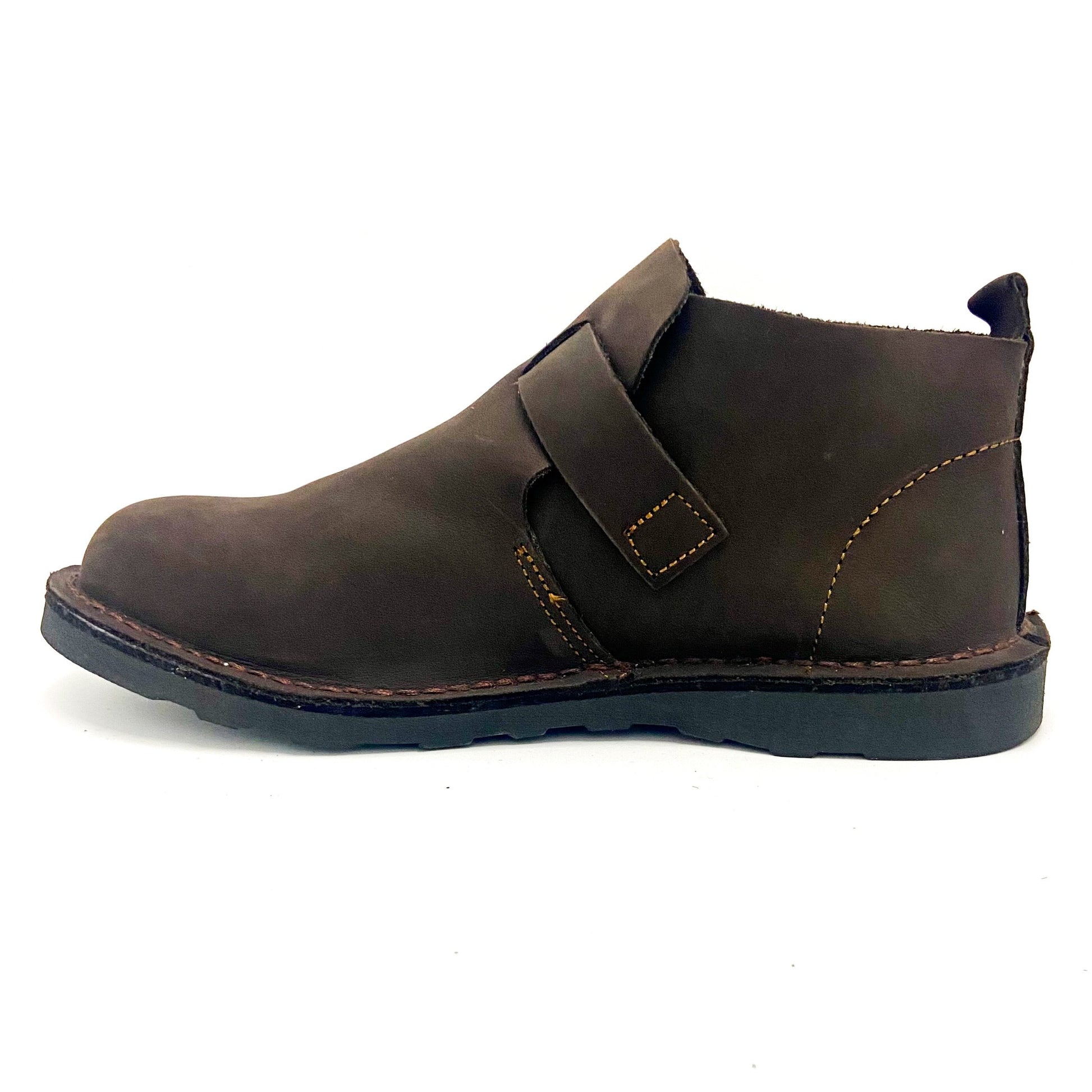 Mens crossover buckle boots -dark brown