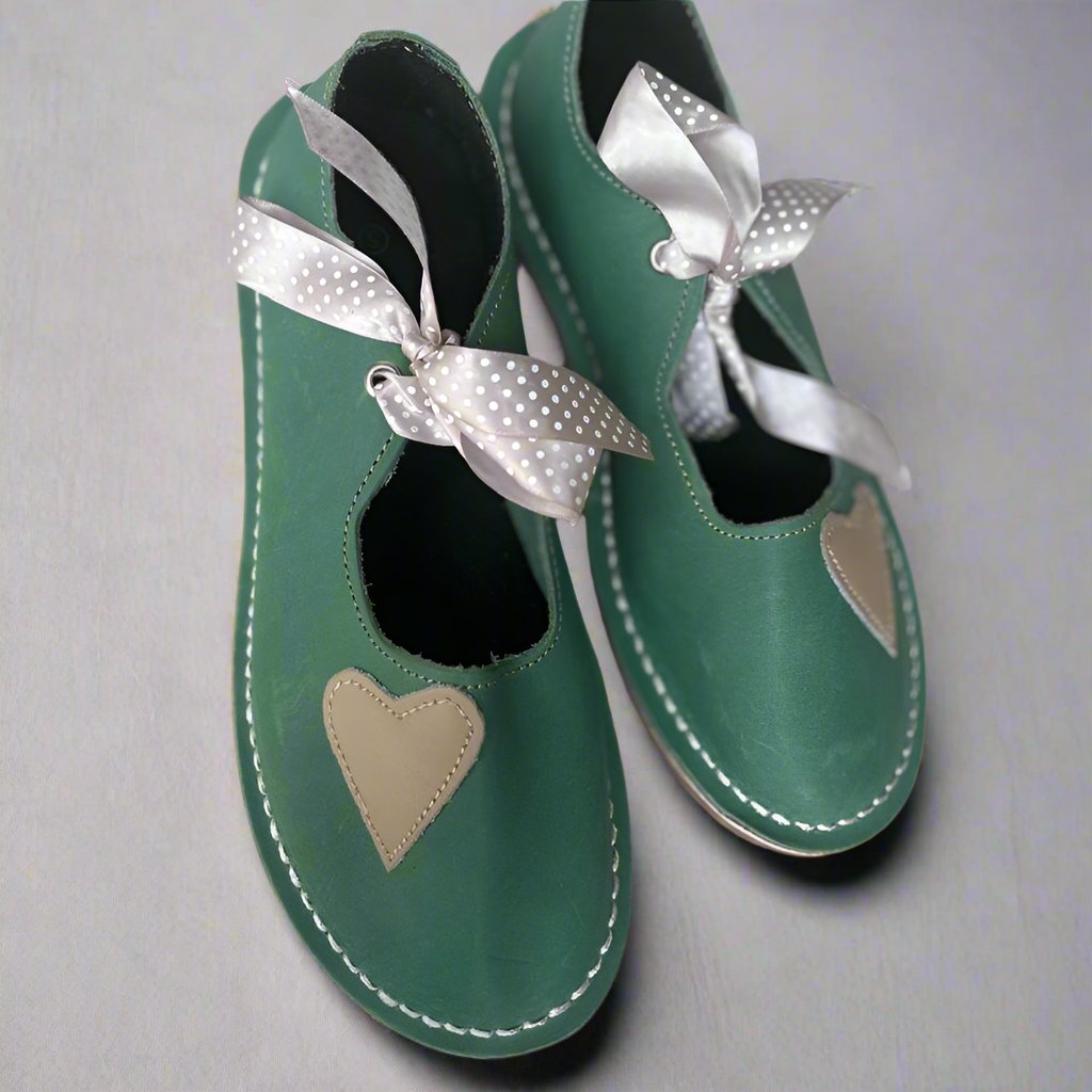 Heart Charm Vellies - Green