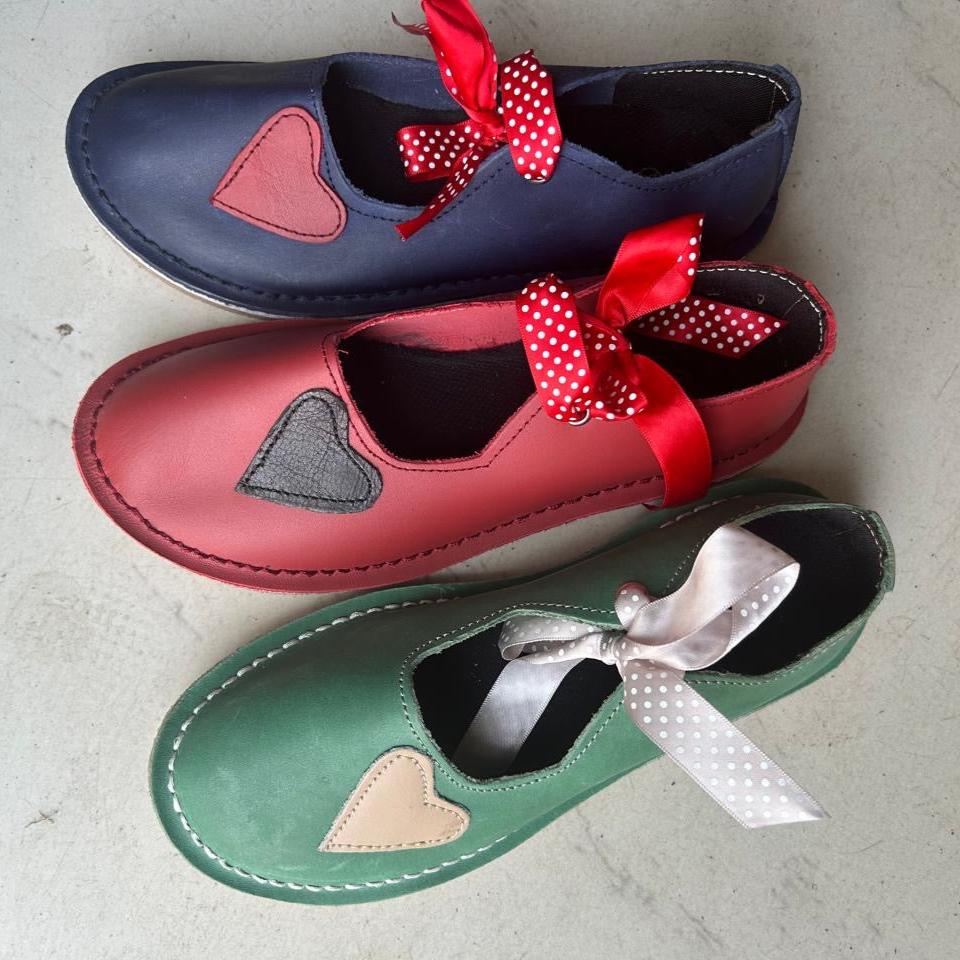 Heart Charm Vellies - Green