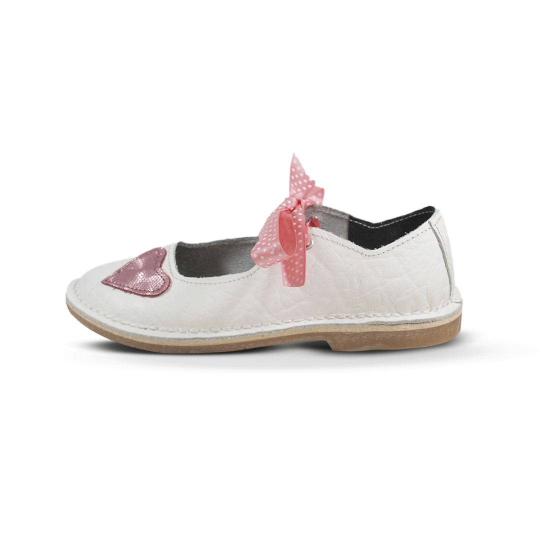 Heart Charm Vellies - White - Pink heart