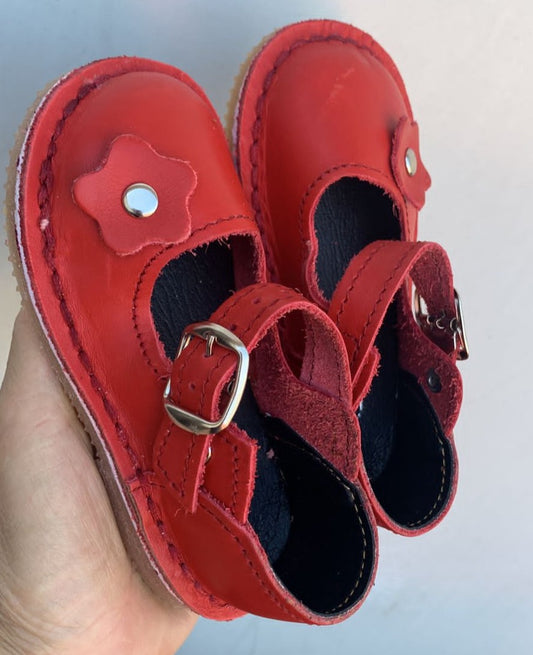 kids mary jane vellies - red