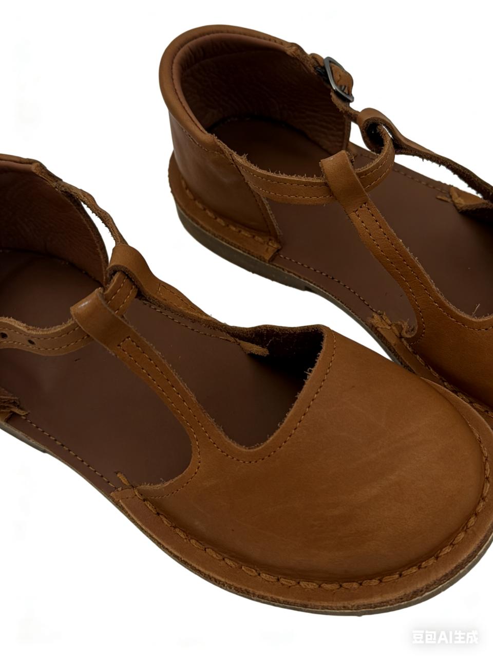 Pair of brown sandals on a white background