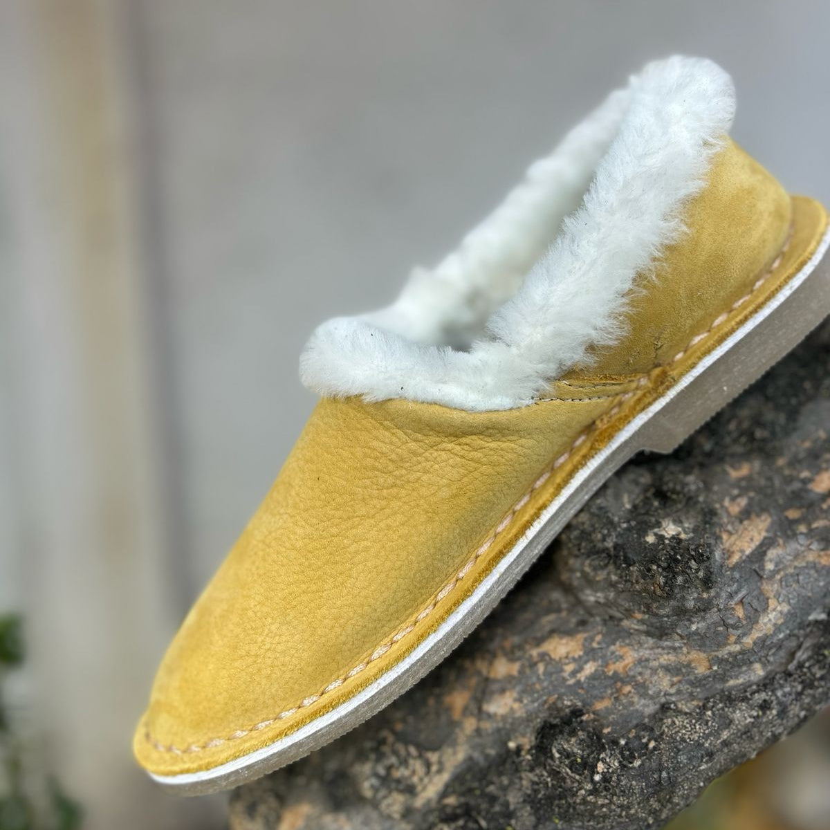 Genuine Leather Wool-lined Slippers