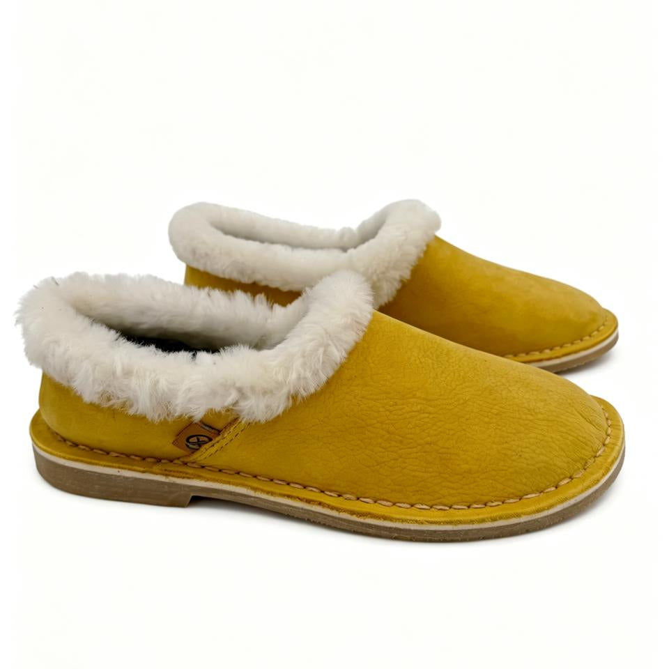 Genuine Leather Wool-lined Slippers