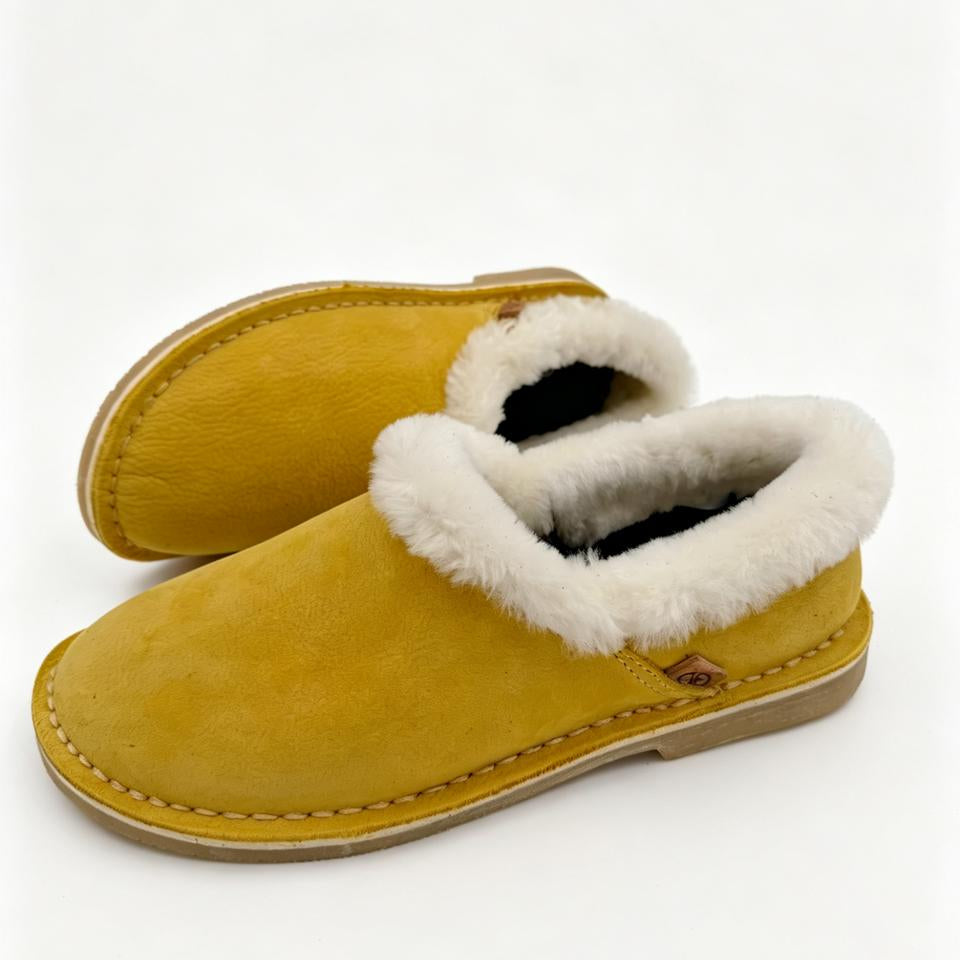 Genuine Leather Wool-lined Slippers