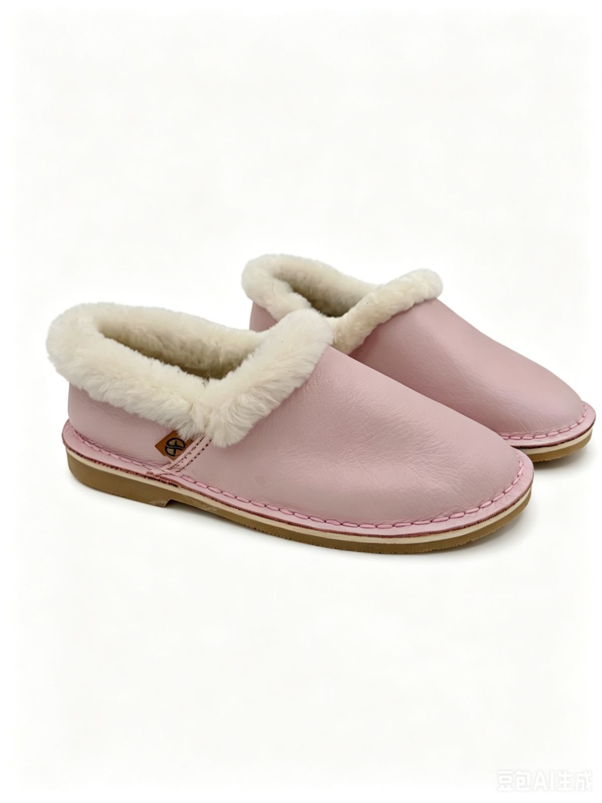 Genuine Leather Wool-lined Slippers