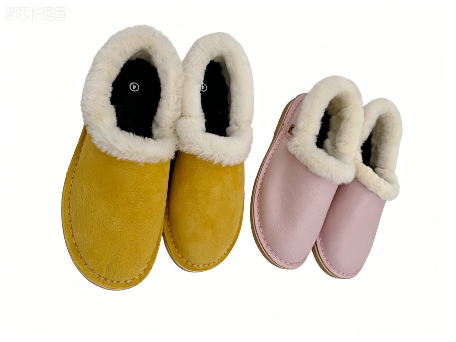 Genuine Leather Wool-lined Slippers