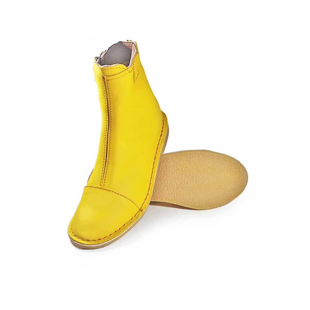 Zipp Ankle Booties - Yellow