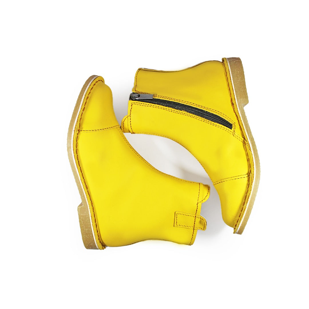 Zipp Ankle Booties - Yellow