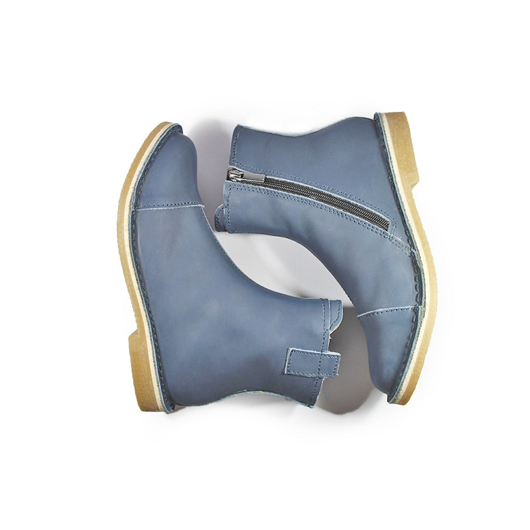 Zipp Ankle Booties - Sky Blue