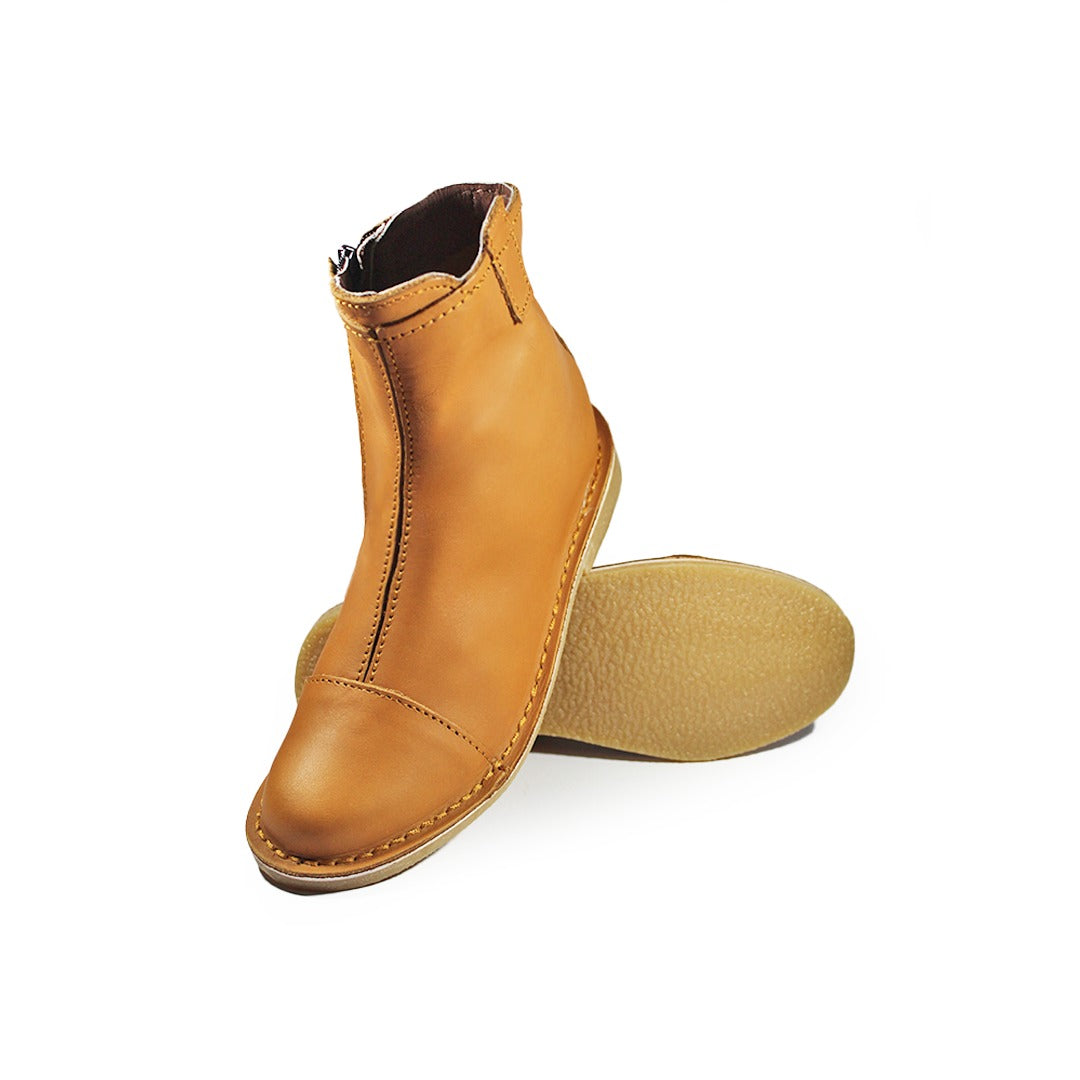 Zipp Ankle Booties - Tan