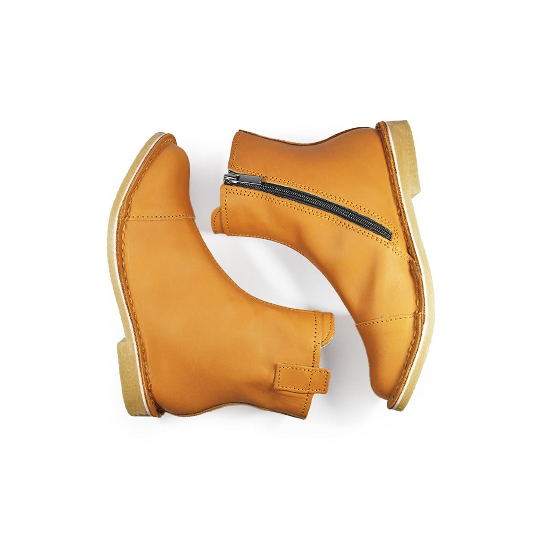 Zipp Ankle Booties - Tan