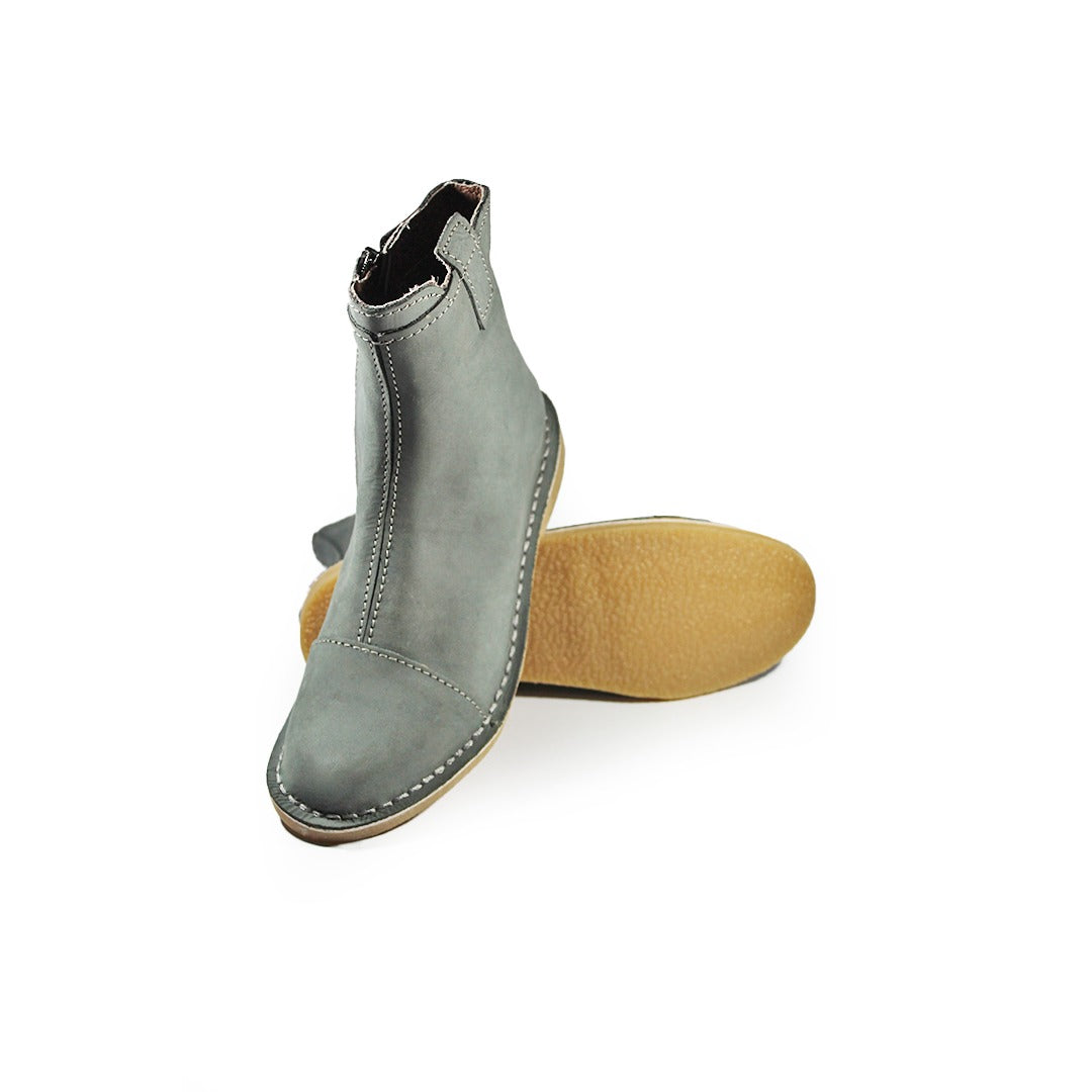 Zipp Ankle Booties - Grey