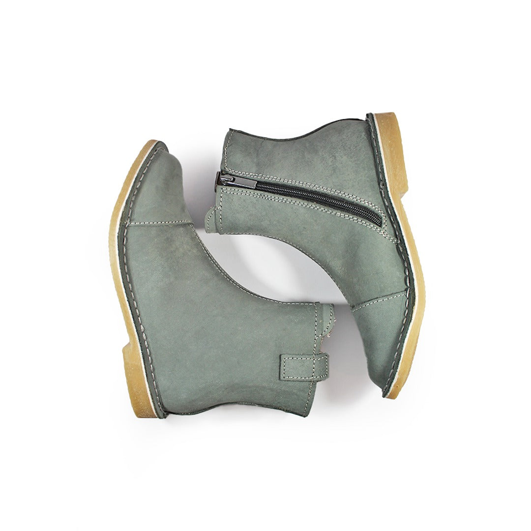Zipp Ankle Booties - Grey