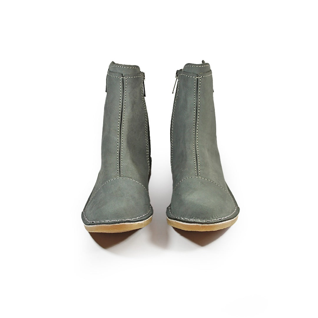 Zipp Ankle Booties - Grey