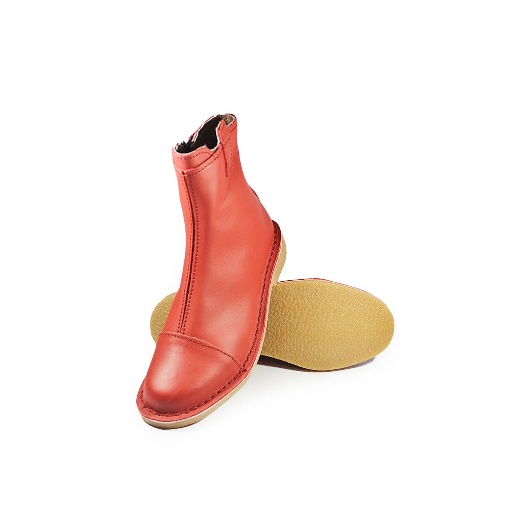 Zipp Ankle Booties - Red