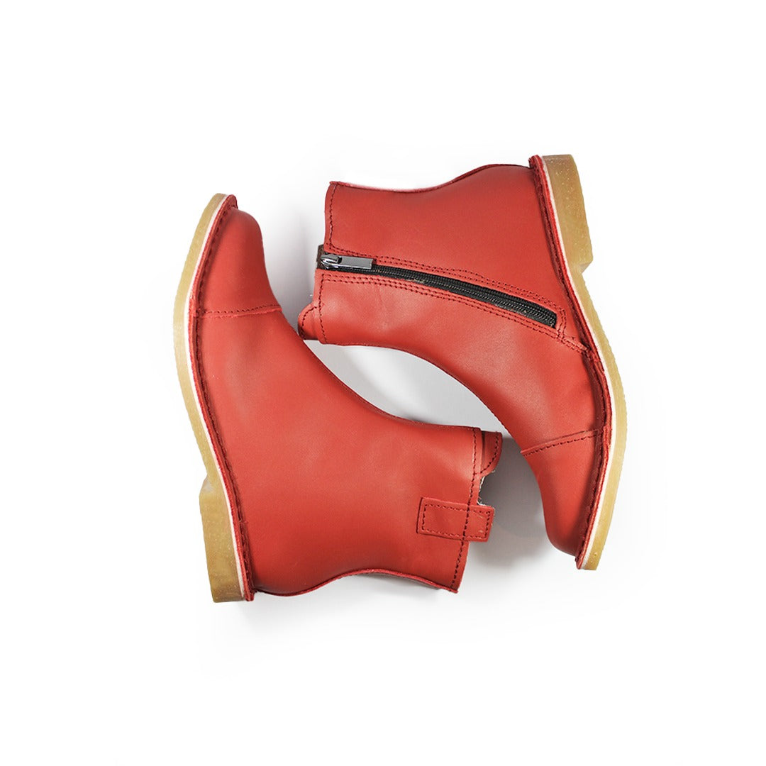 Zipp Ankle Booties - Red