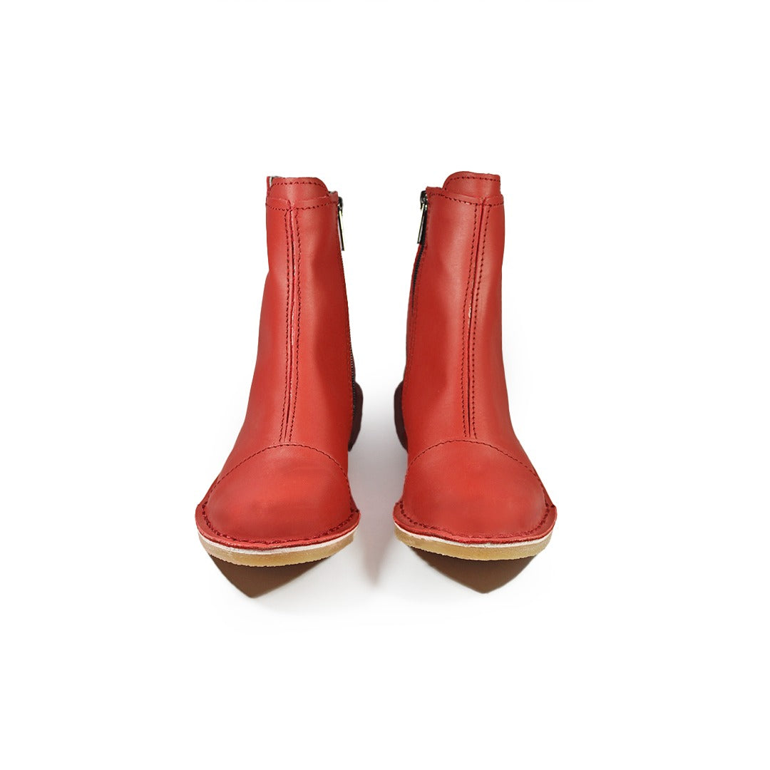 Zipp Ankle Booties - Red