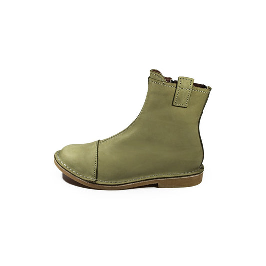 Zipp Ankle Booties - Olive Green