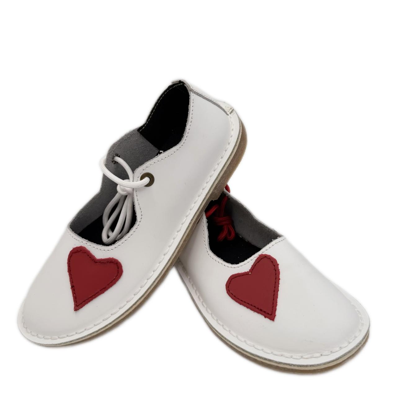 Heart Charm Vellies - White
