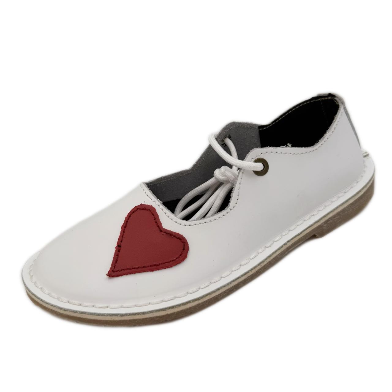 Heart Charm Vellies - White