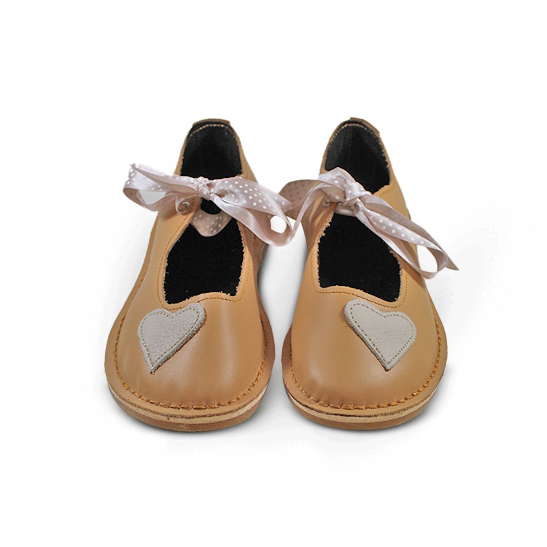 Heart Charm Vellies - Tan