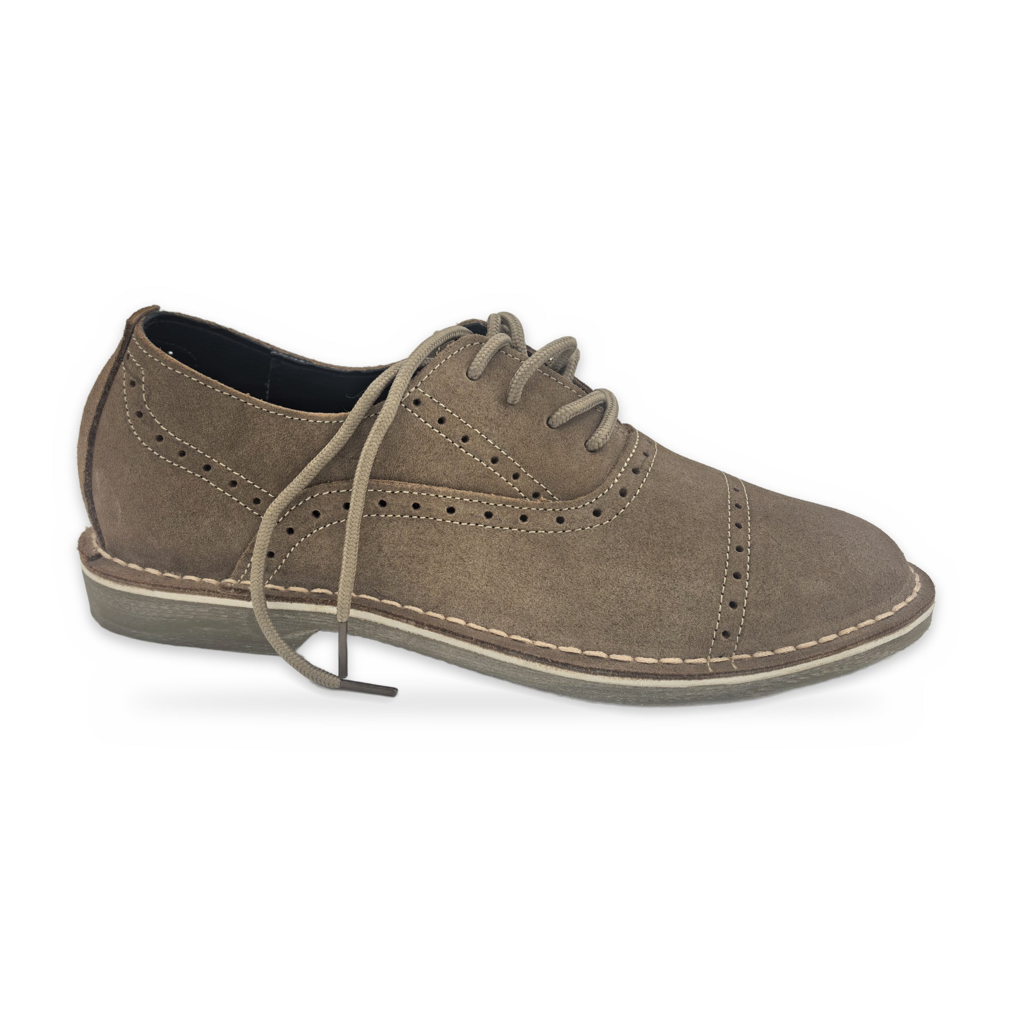 Two-Tone Saddle Lace-Ups – Beige Suede