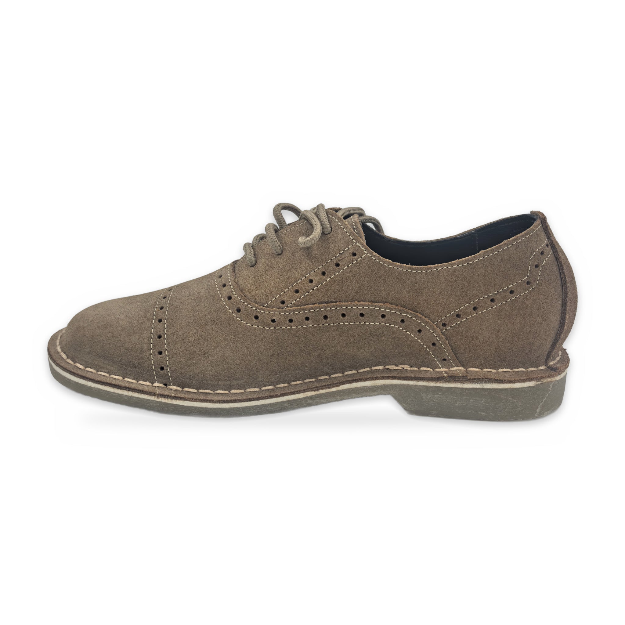 Two-Tone Saddle Lace-Ups – Beige Suede