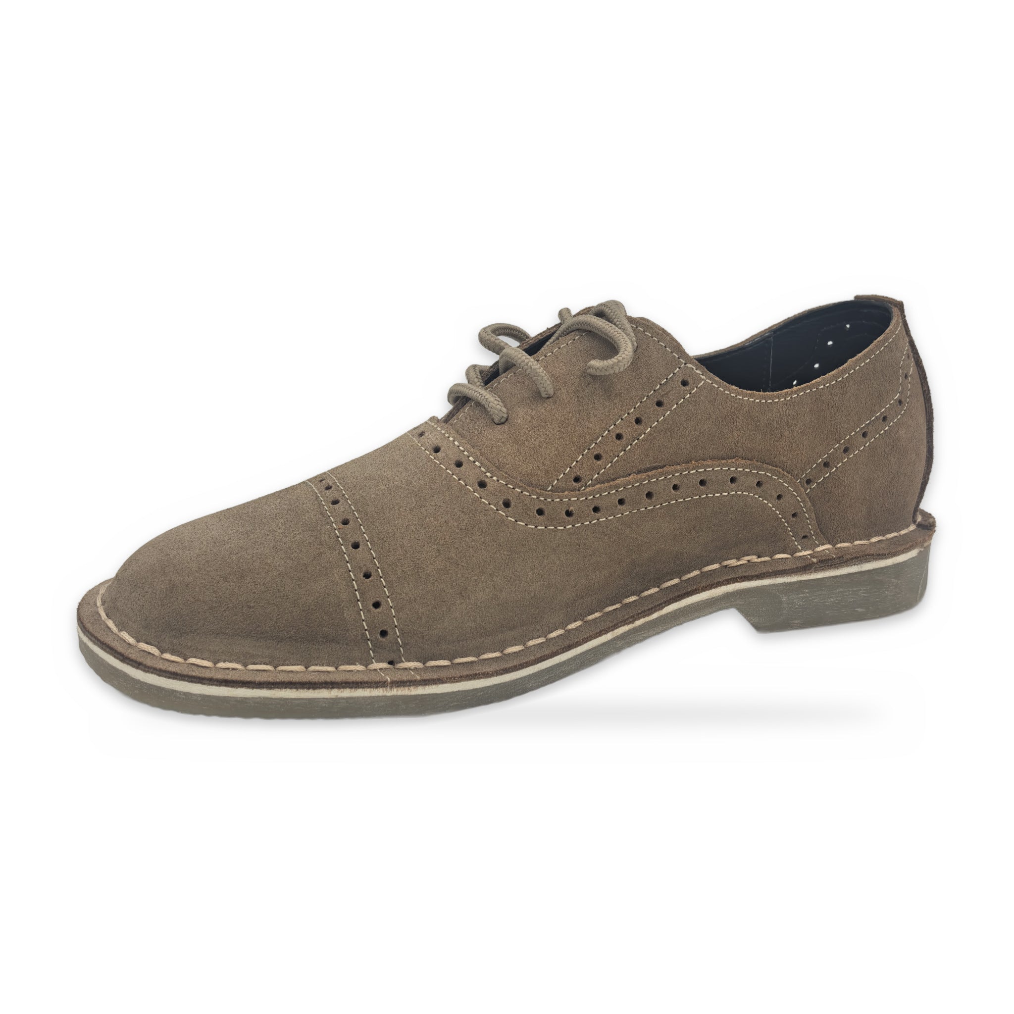Two-Tone Saddle Lace-Ups – Beige Suede